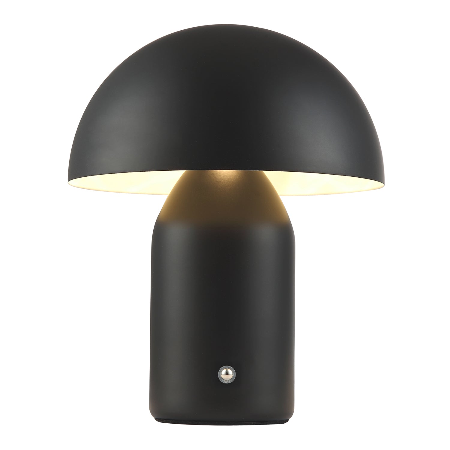 Modern Rechargeable 35cm Mushroom Lamp in Mat Black with Touch Dimmer Button Image 1