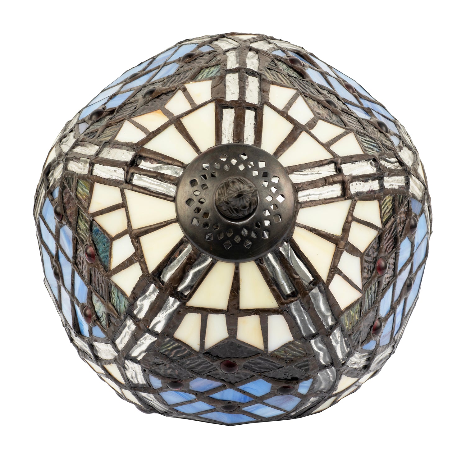 Classic Hand Crafted Round Beaded Tiffany Table Lamp in Lavender Lilac Image 3