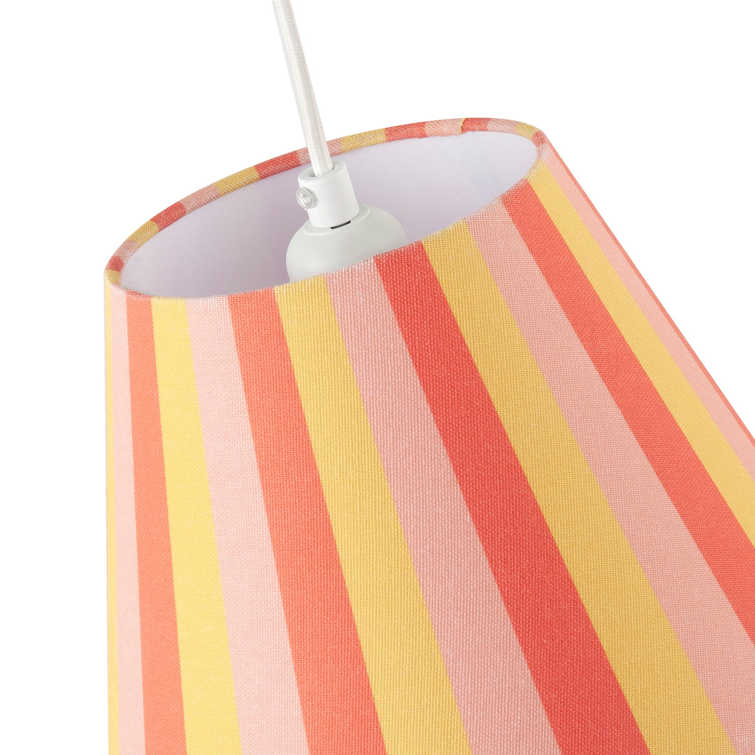 Multi Pink Tone Striped Linen Coolie Lamp Shade with Cotton Inner Image 3