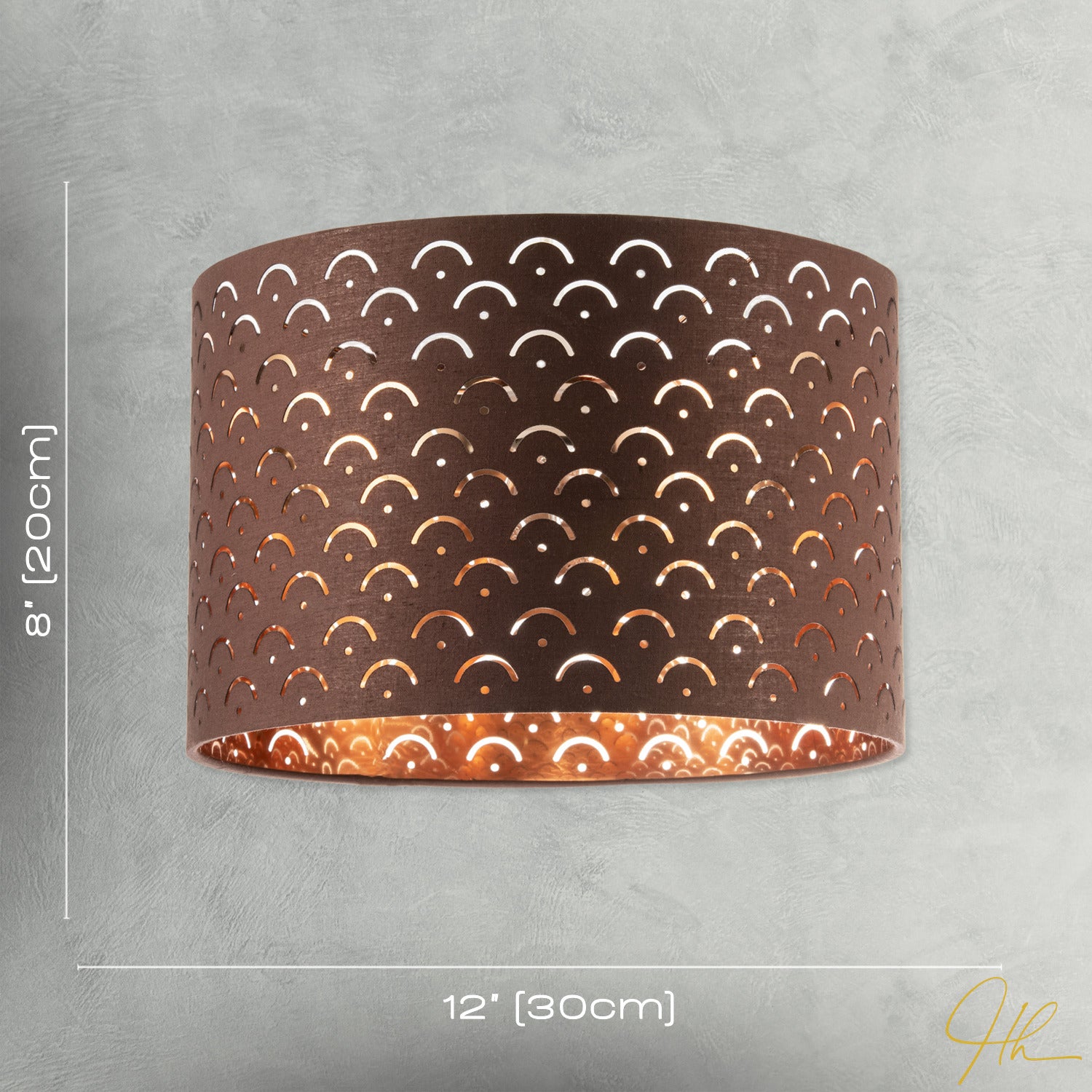 Chocolate Brown Cotton Fabric Lamp Shade with Geometric Arch Pattern Image 7