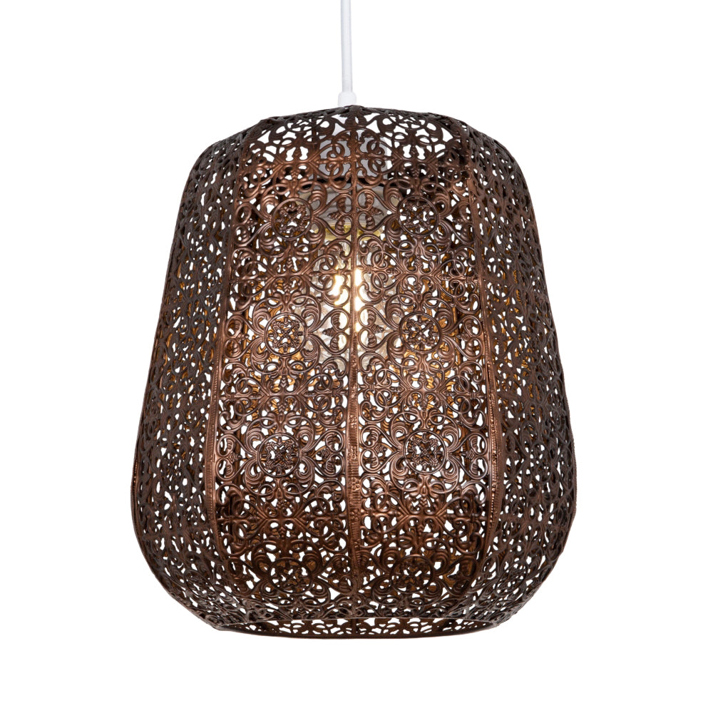 Traditional Moroccan Styled Easy Fit Pendant Light Shade in Matt Bronze Finish Image 2