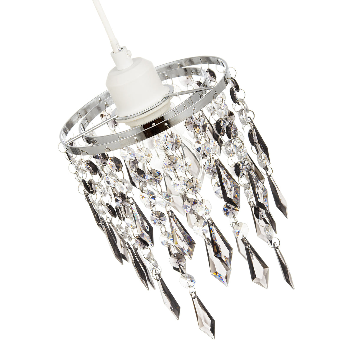 Modern Waterfall Pendant Shade with Clear and Smoked Acrylic Drops Image 3
