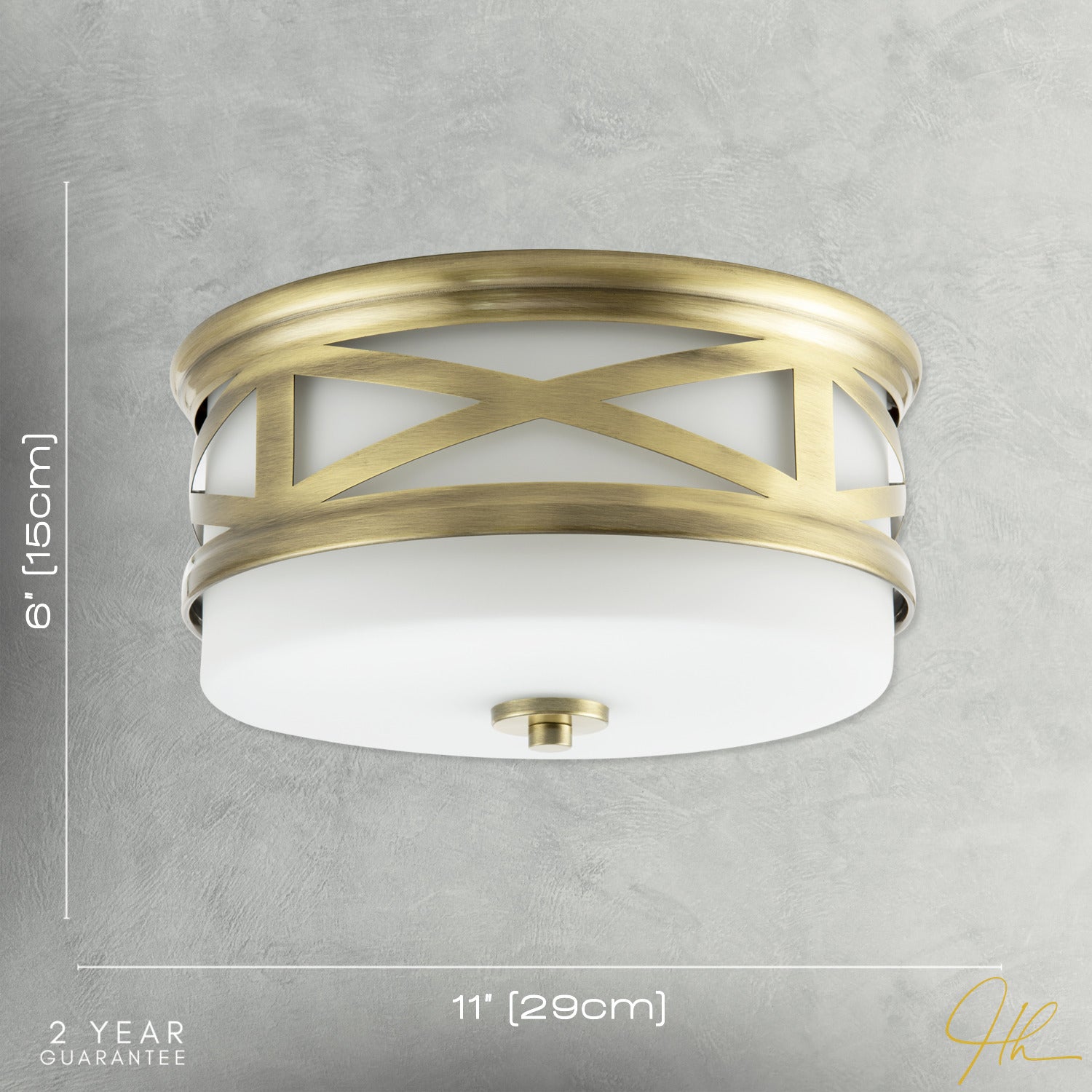 Vintage Classic Bathroom Flush Ceiling Light Fitting in Antique Brass Image 7