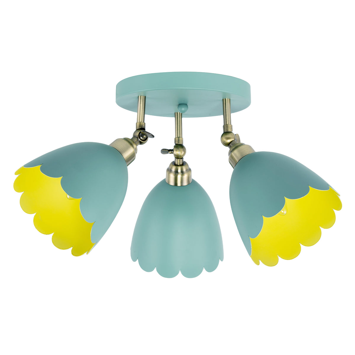 Modern Pale Sage Green Ceiling Spotlight Fitting with Scalloped Shades Image 8