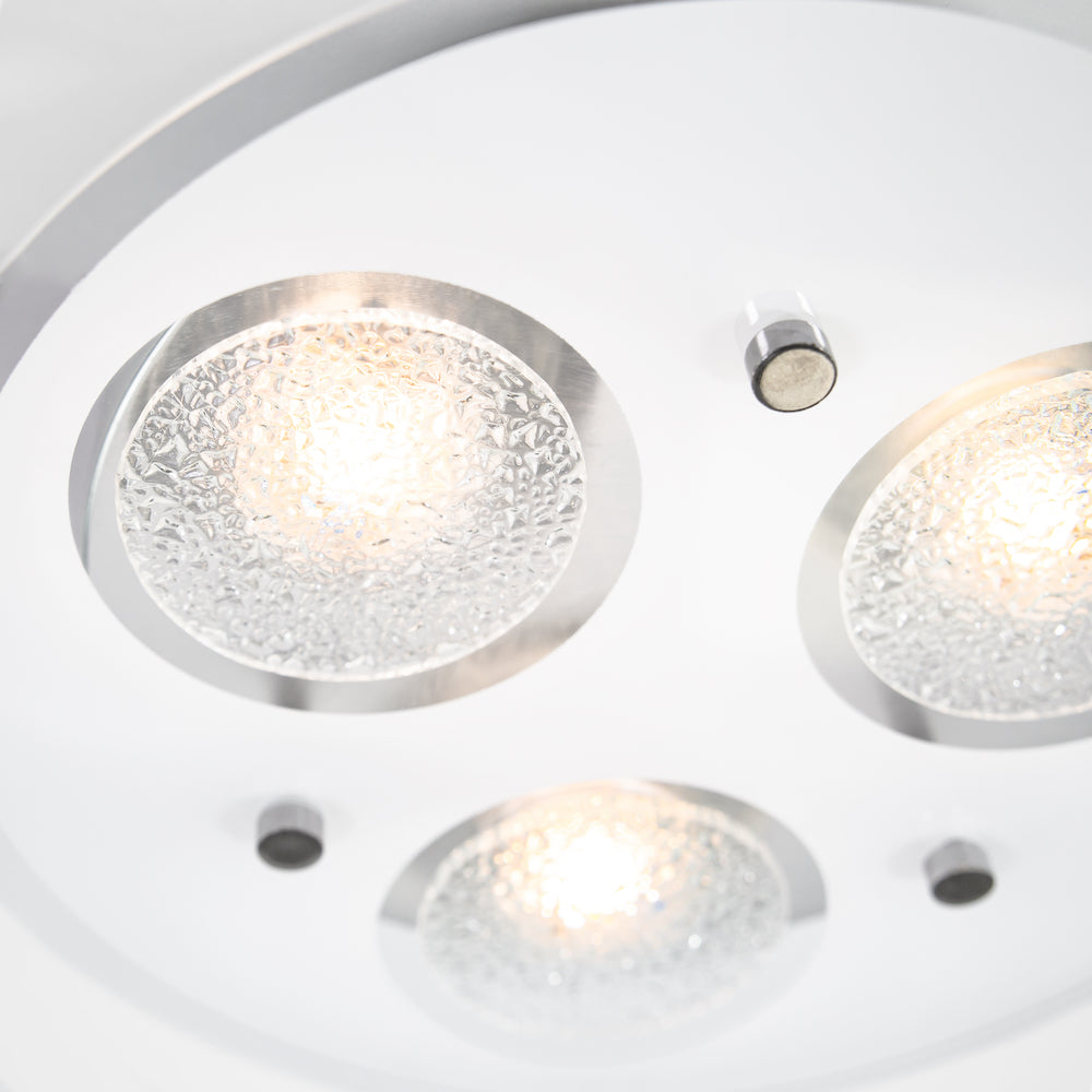 Modern Round LED Bathroom Flush Ceiling Light with Clear/Frosted Glass Plate Image 8