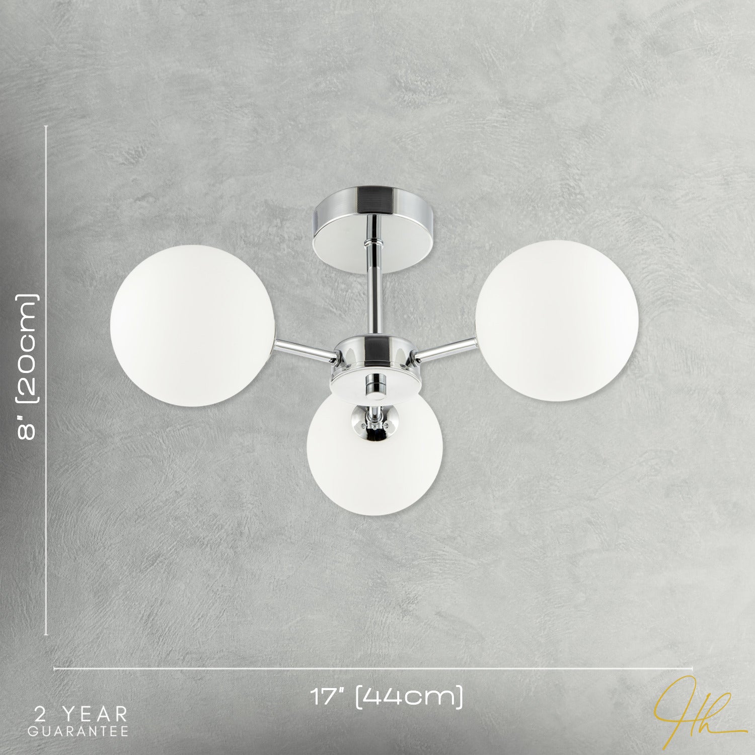 Contemporary Polished Chrome Ceiling Lamp with Opal Globe Glass Shades Image 7