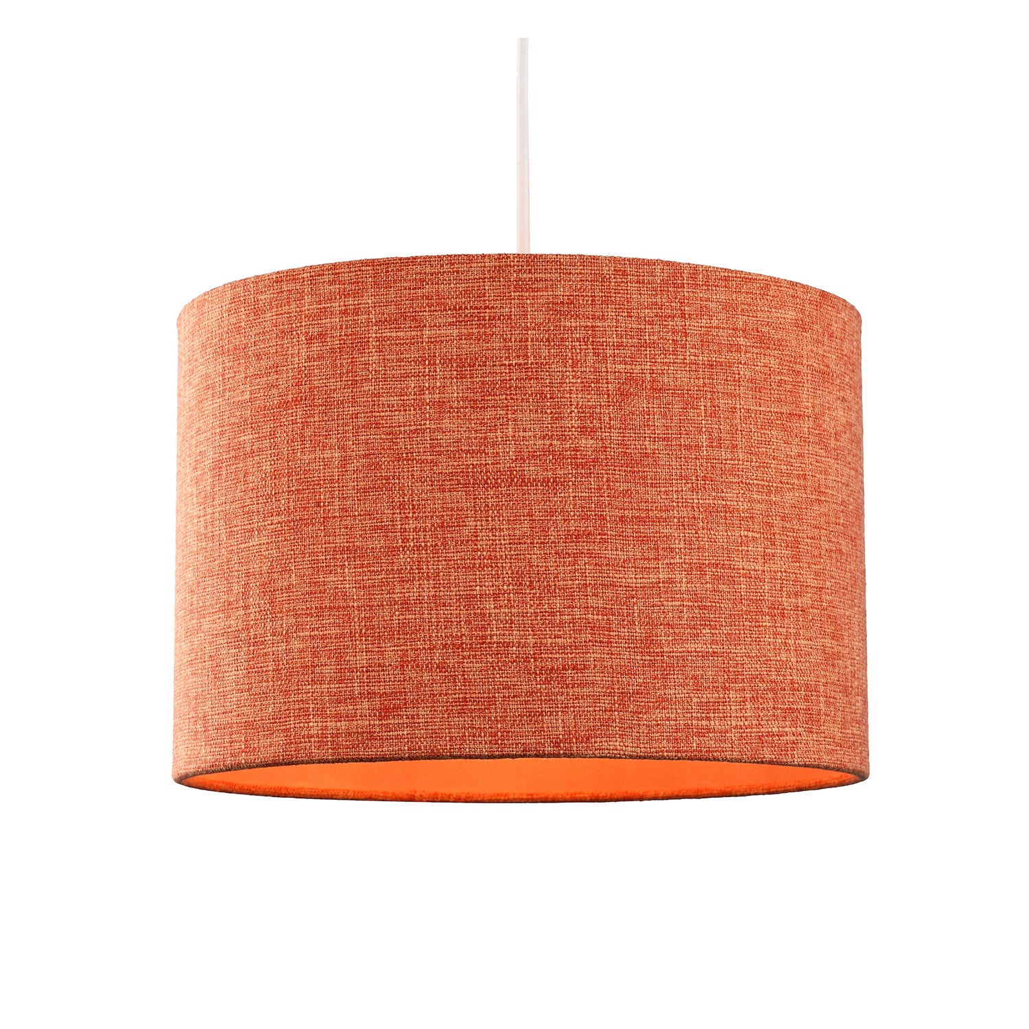 Contemporary and Sleek Orange Natural Linen Fabric Drum Lamp Shade 60w Max Image 2