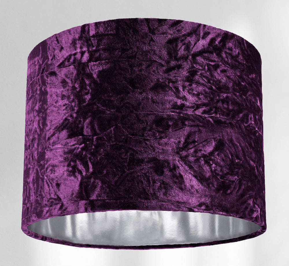 Modern Purple Crushed Velvet 10" Table/Pendant Lampshade with Shiny Silver Inner Image 4