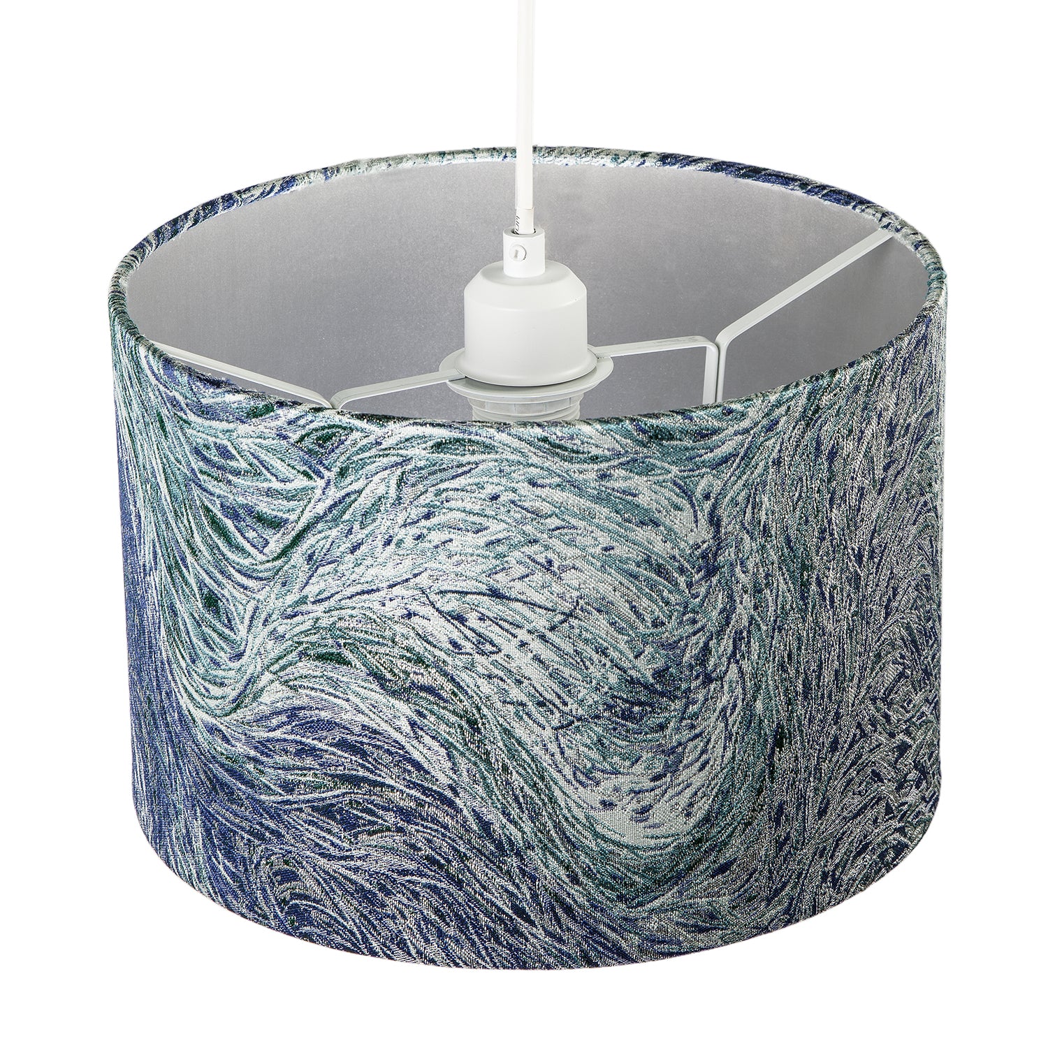 Artistic and Fluid Textured Lamp Shade in Blue Teal and Soft Green Image 3