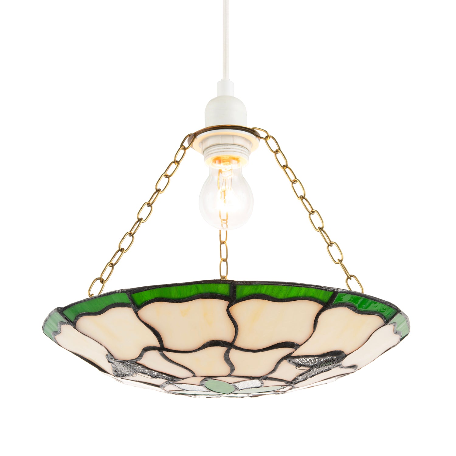 Traditional Butterfly Tiffany Glass Green Pendant Lighting Shade Image 2