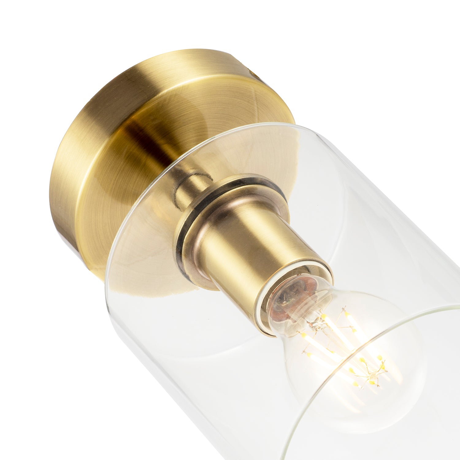 Antique Brass Compact Ceiling Light Fitting with Clear Glass Shade Image 8