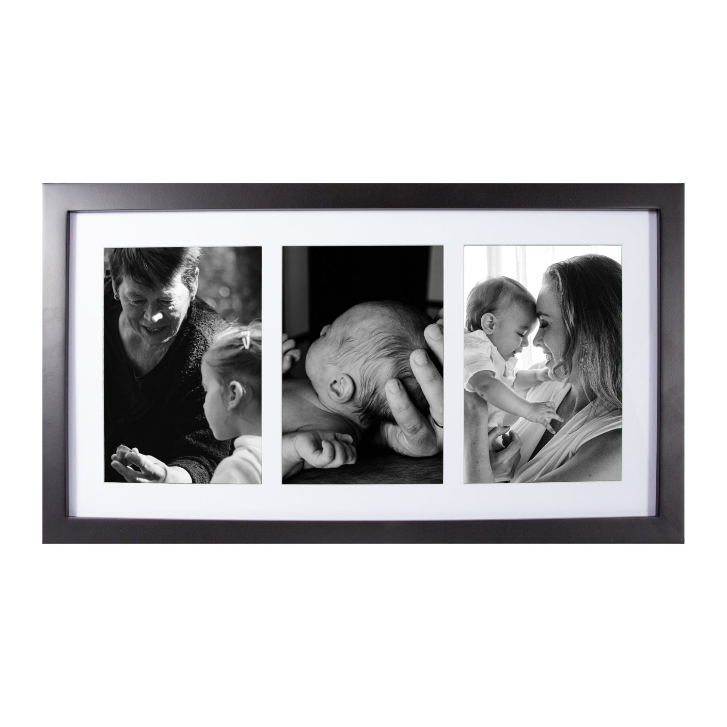 Classic Designer Mat Black MDF Triple Picture Frame Free Standing or Wall Hung Image 1