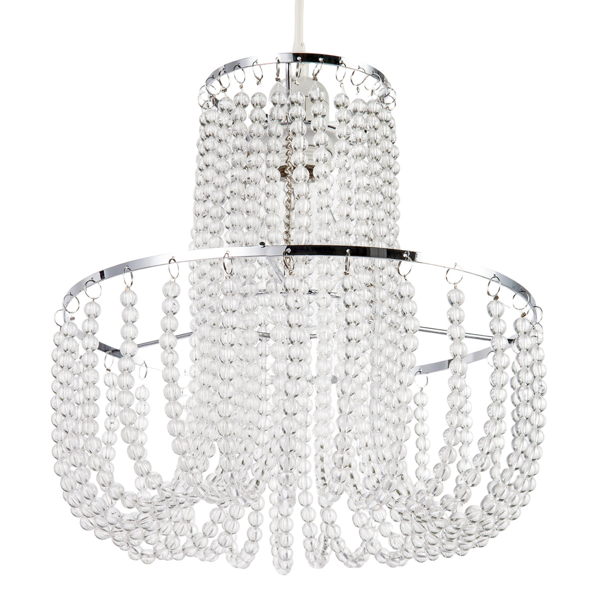 Striking Two Tier Chandelier Style Pendant Shade with Chrome Frame Image 4