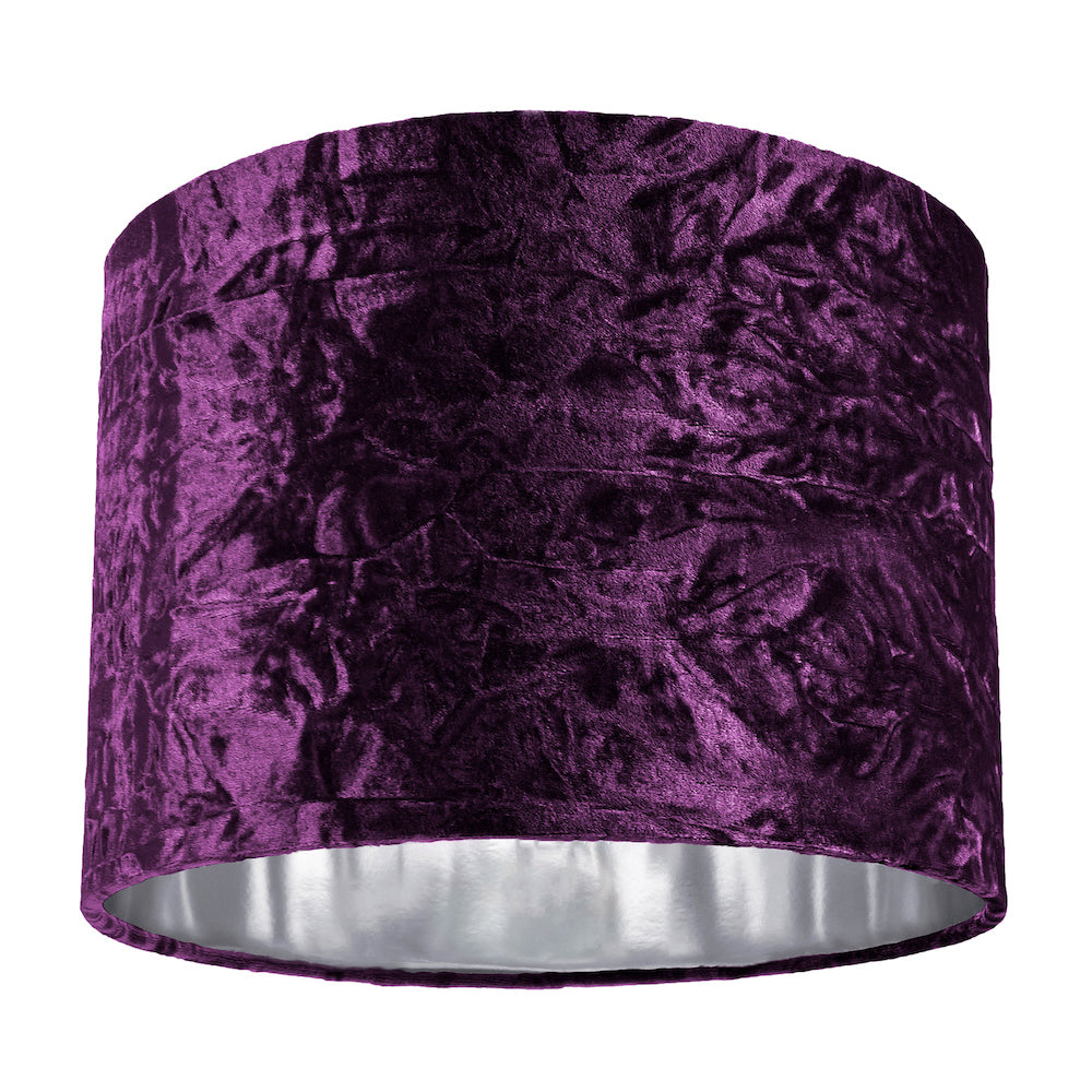 Modern Purple Crushed Velvet 10" Table/Pendant Lampshade with Shiny Silver Inner Image 1