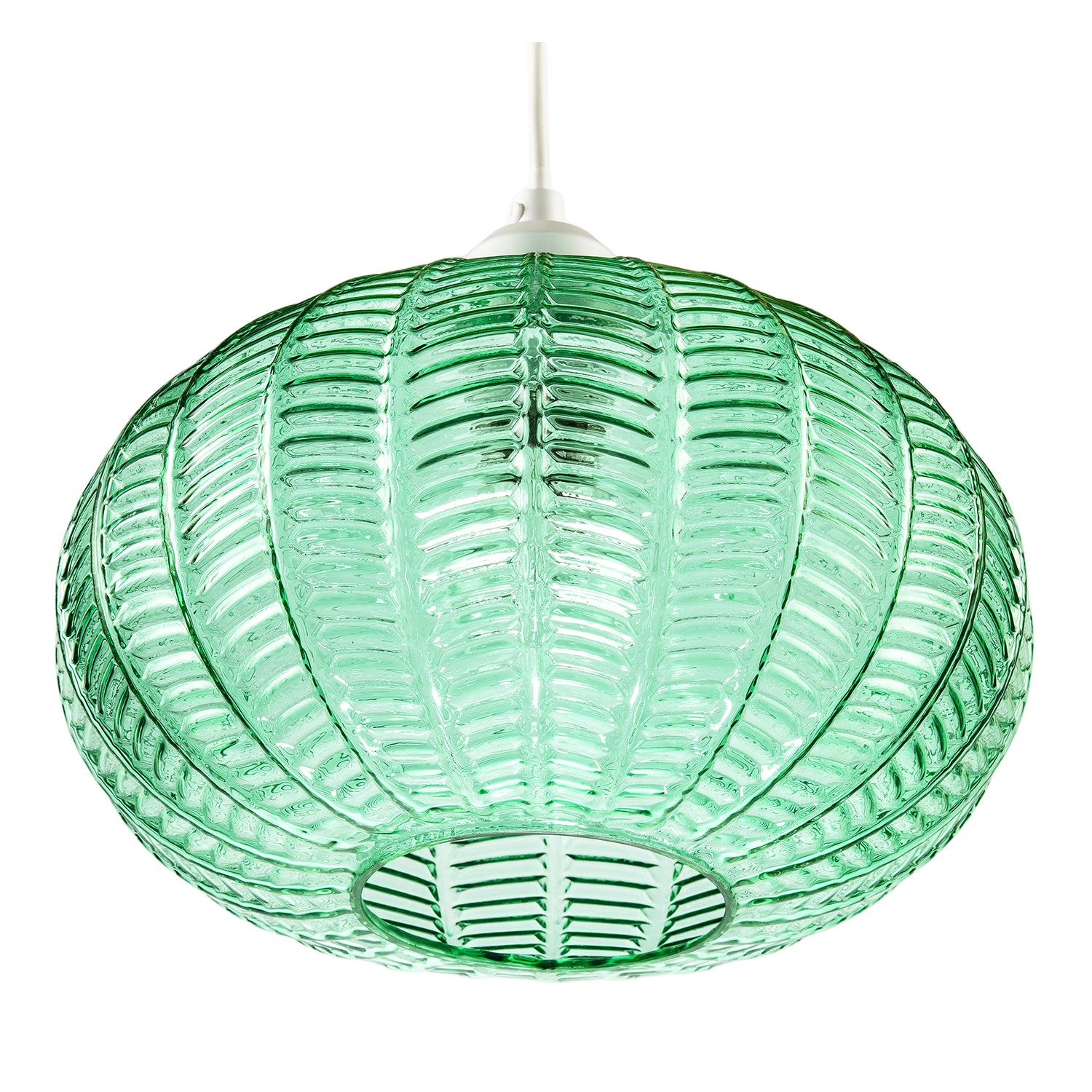 Emerald Green Glass Globe Pendant Light Shade with 3D Vertical Ribbing Image 4