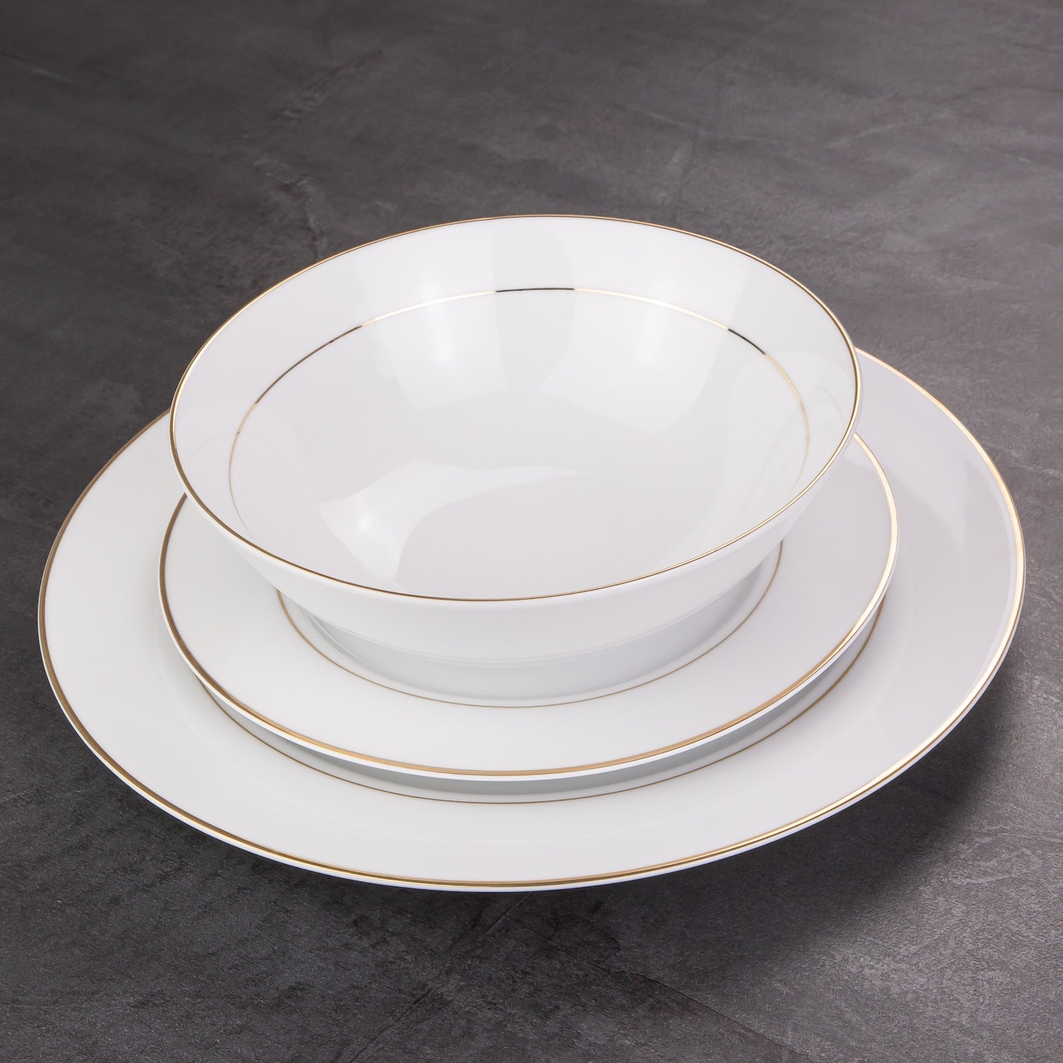 Set of 4 White Ceramic Side Plates with Dual Shiny Gold Rims - Durable & Elegant Image 7