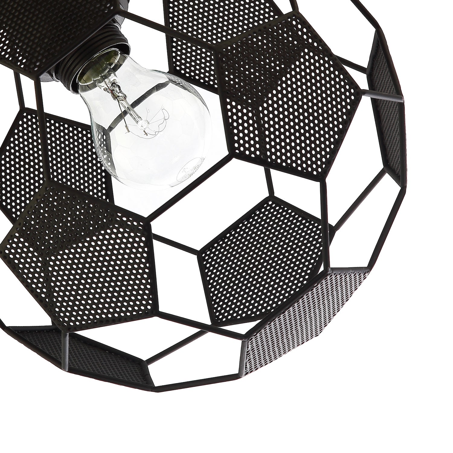 Modern Matte Black Football Soccer Pendant Lamp Shade with Laser Cut Holes Image 2