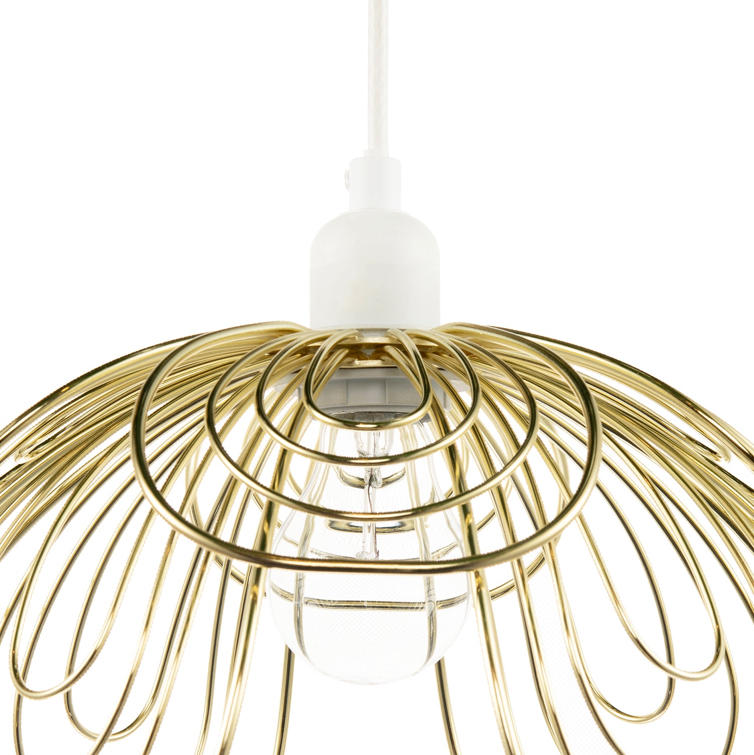 Polished Gold Metal Wire Overlapping Petal Ceiling Pendant Light Shade Image 5