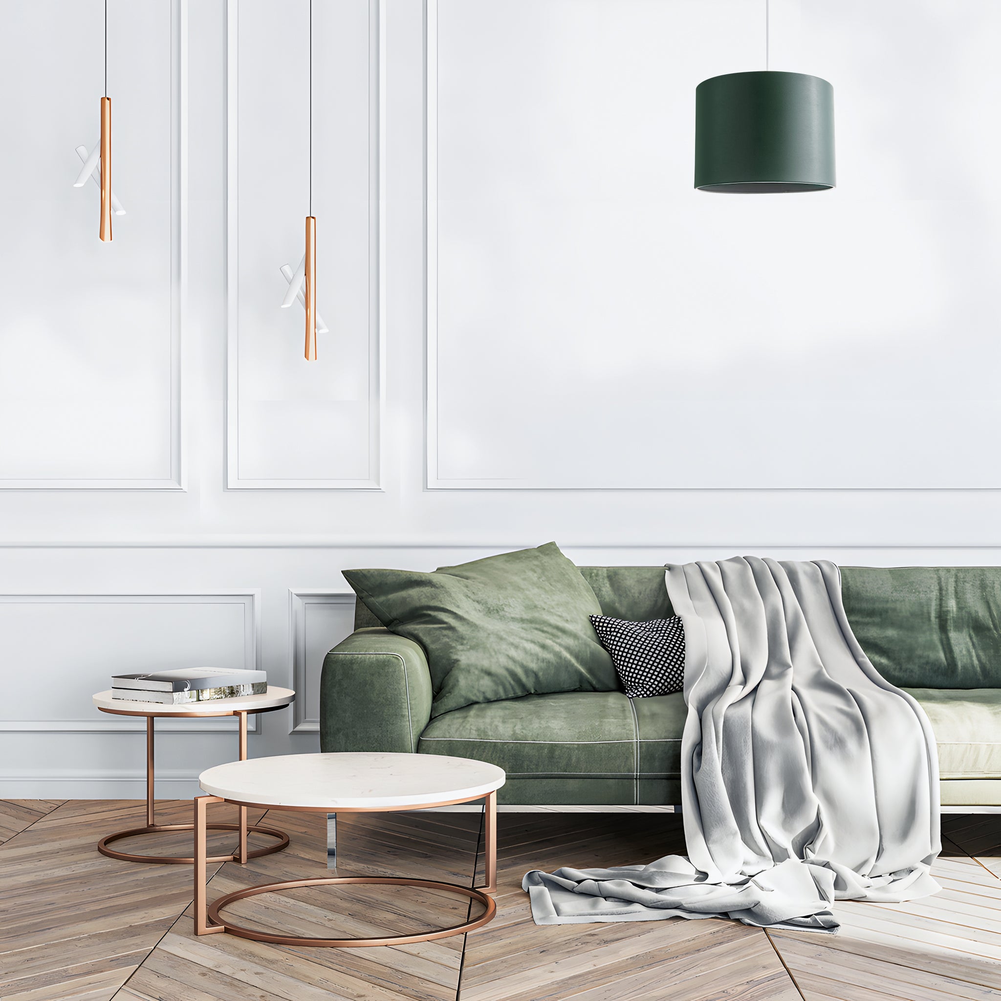 Classic Forest Green Faux Leather Lamp Shade with Inner Cotton Lining Image 6