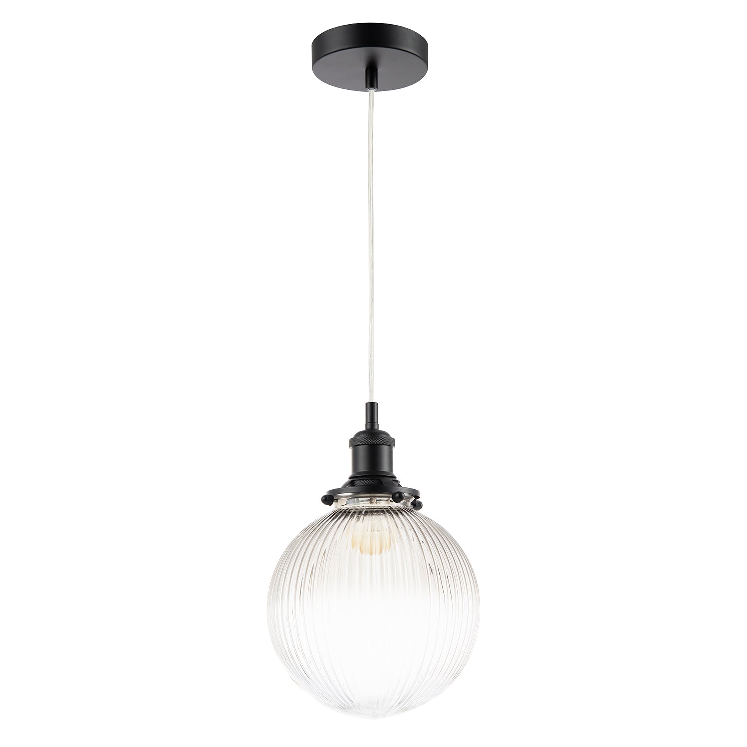 Traditional Vintage Lantern Pendant Light in Matte Black with Glass Shade Image 2