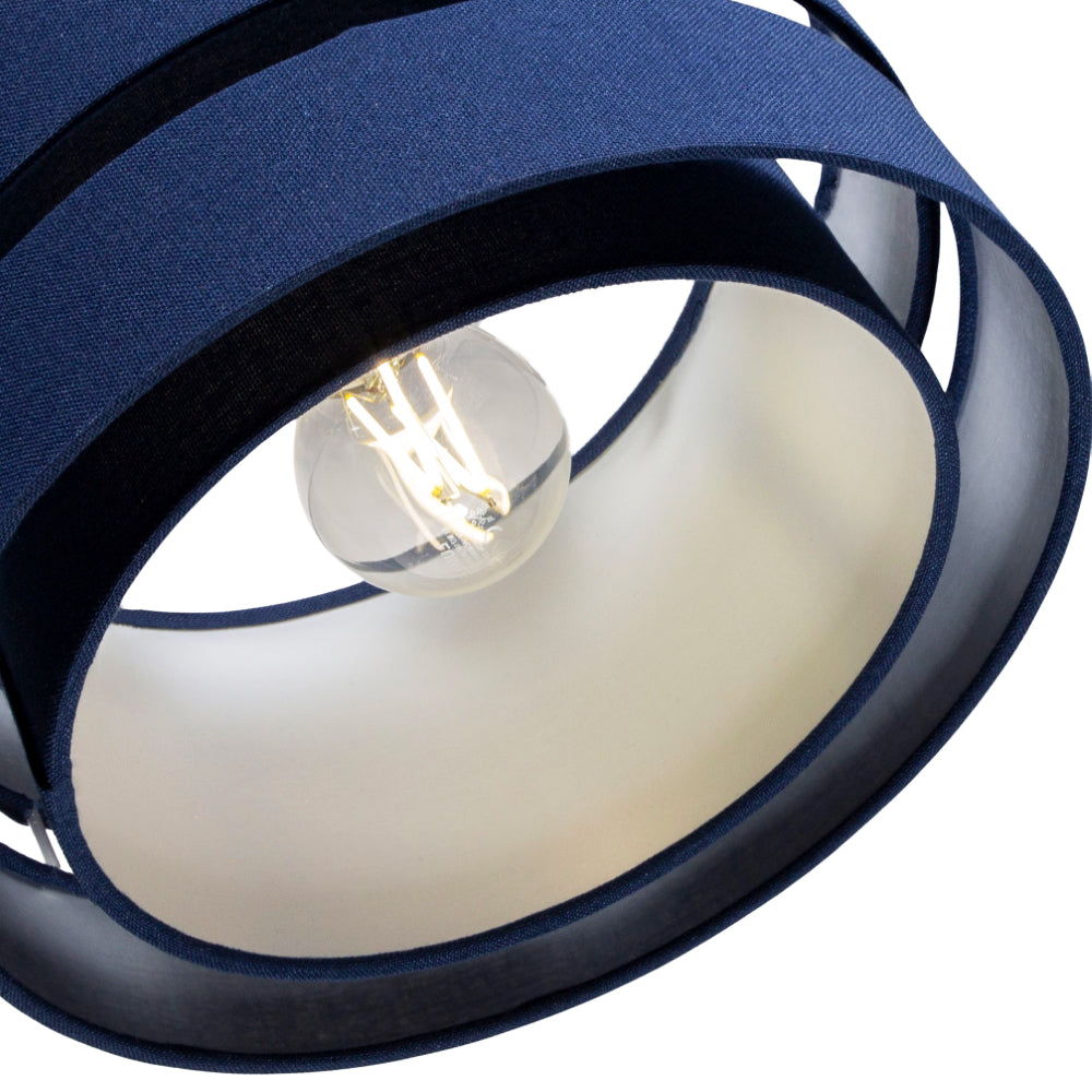 Contemporary Quality Blue Linen Fabric Triple Tier Ceiling Pendant Light Shade Image 4