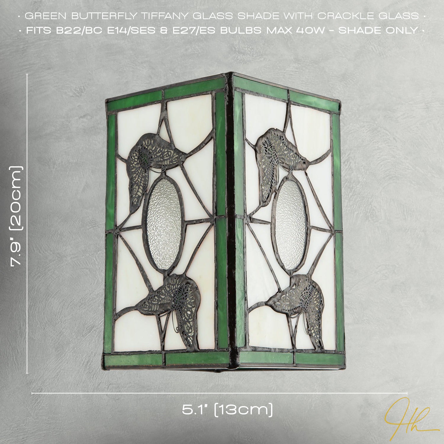 Traditional Lantern Tiffany Pendant Lighting Shade with Butterflies Image 7