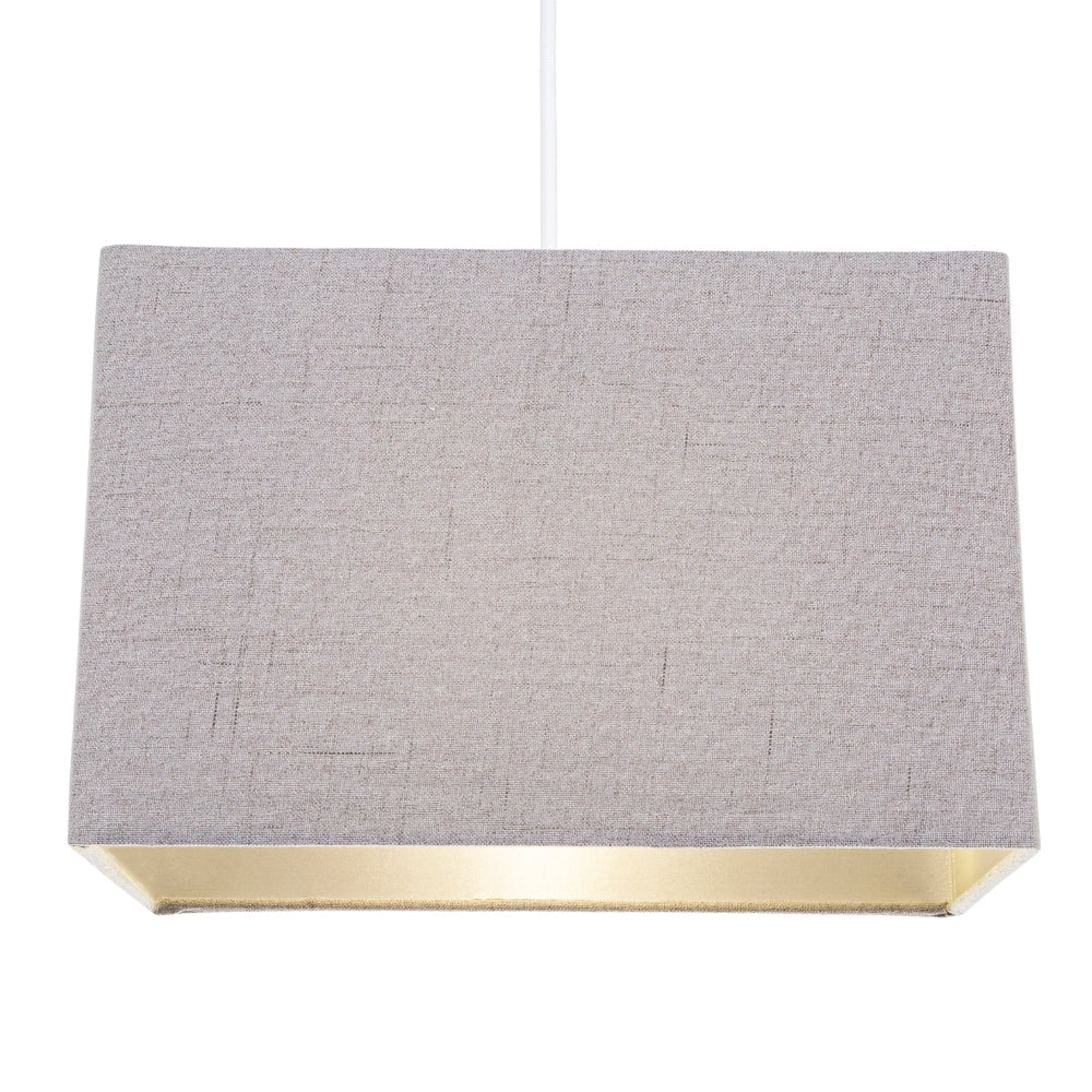 Modern and Sleek Grey Stitch Linen Fabric Rectangular Lamp Shade with Lining Image 2