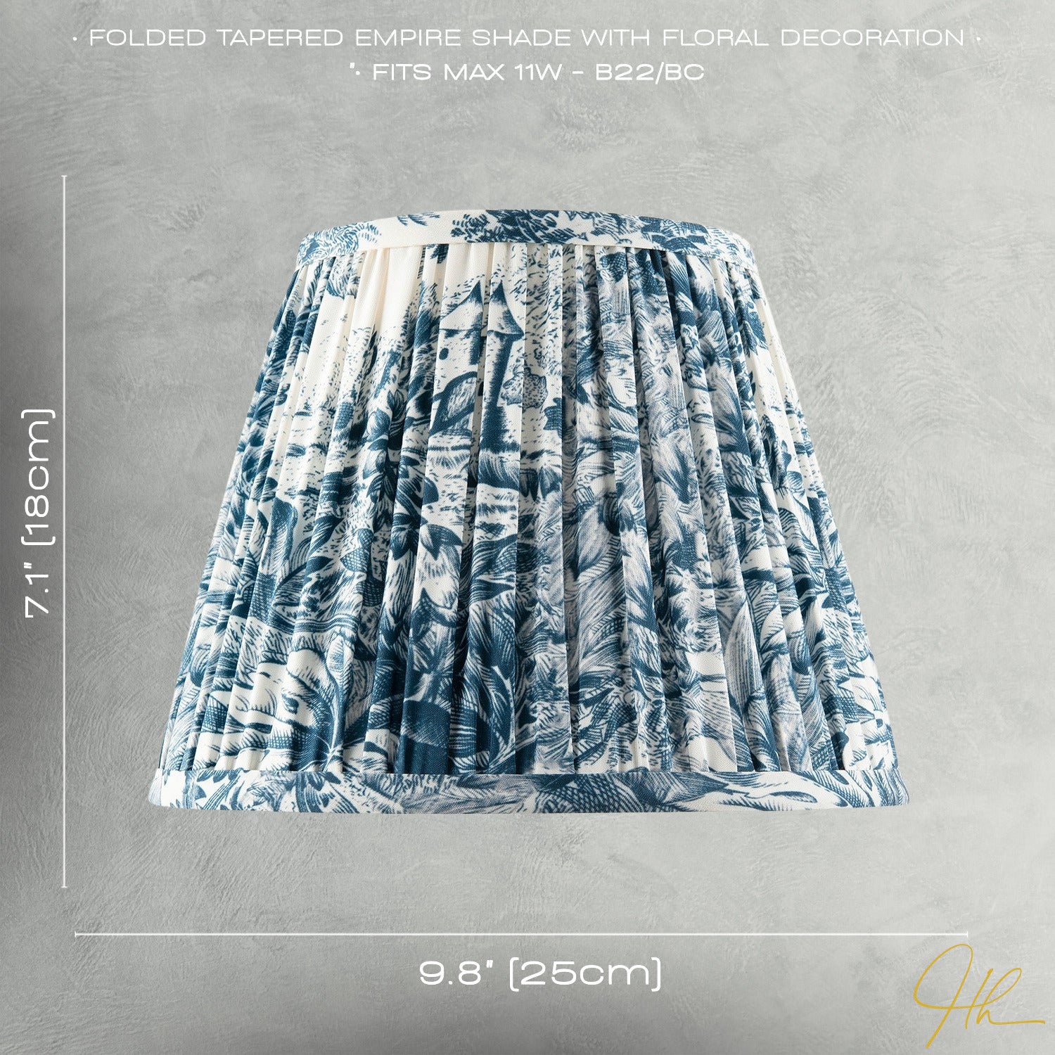 Traditional Floral Tapered Lamp Shade in Navy Midnight Blue and White Image 7