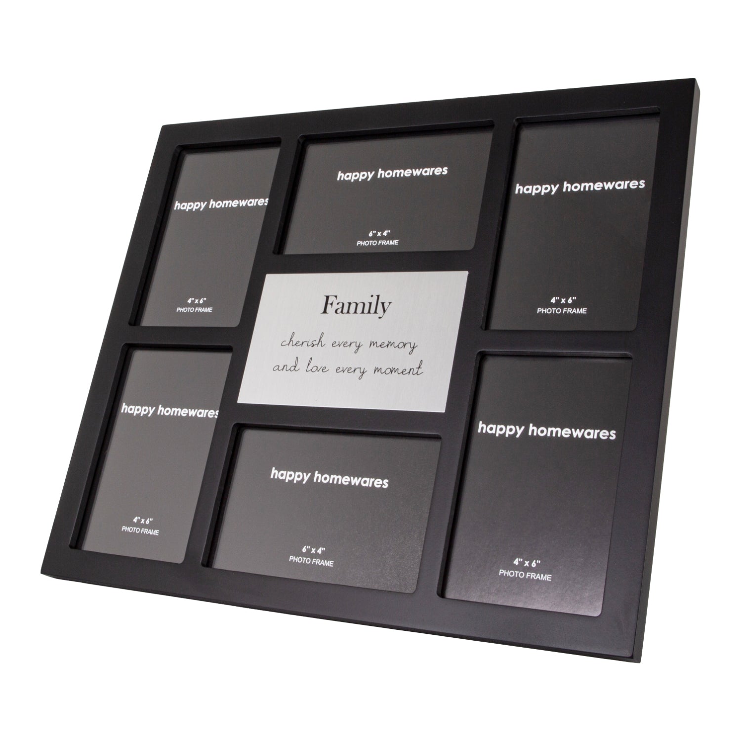 Modern Black Multi Collage Picture Frame with Family Wording and Cute Phrase Image 2