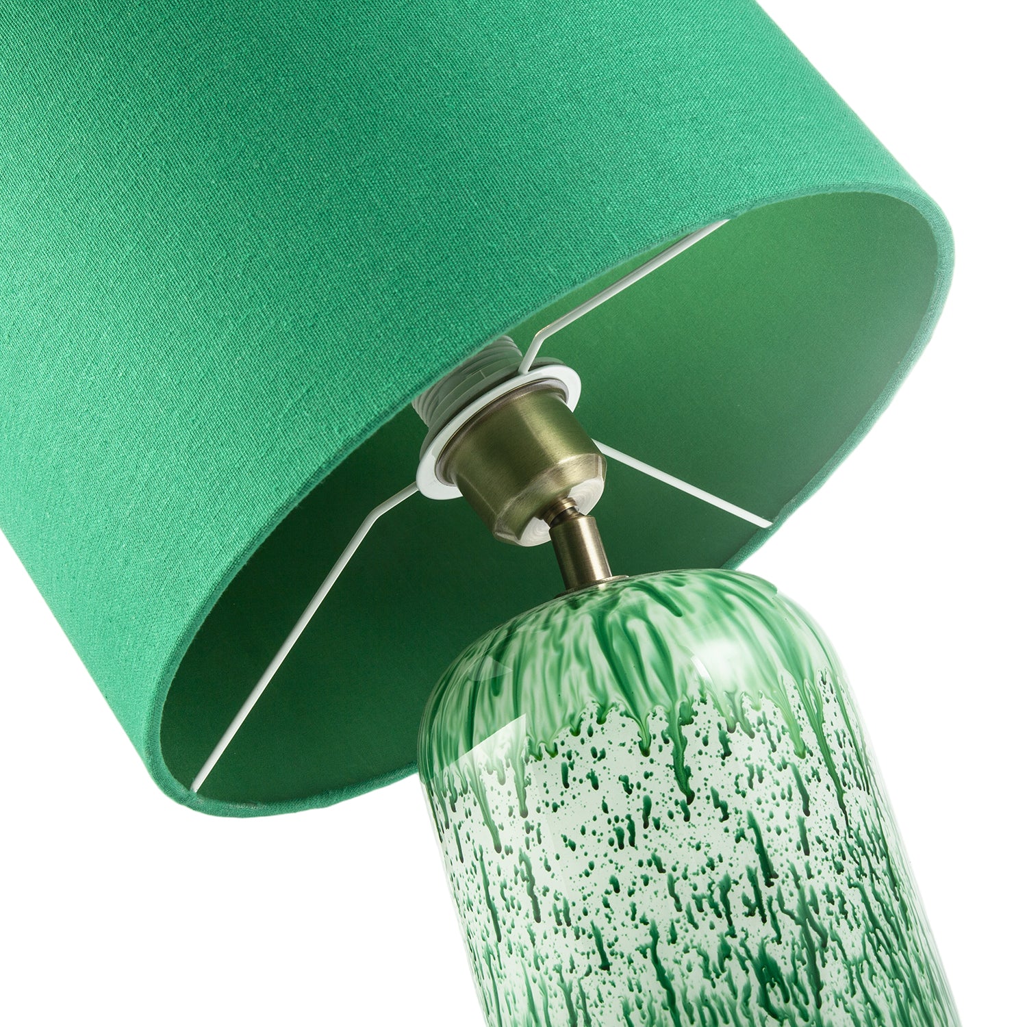 Modern Emerald Green Marble Drip Snowflake Glass Table Lamp with Shade Image 4
