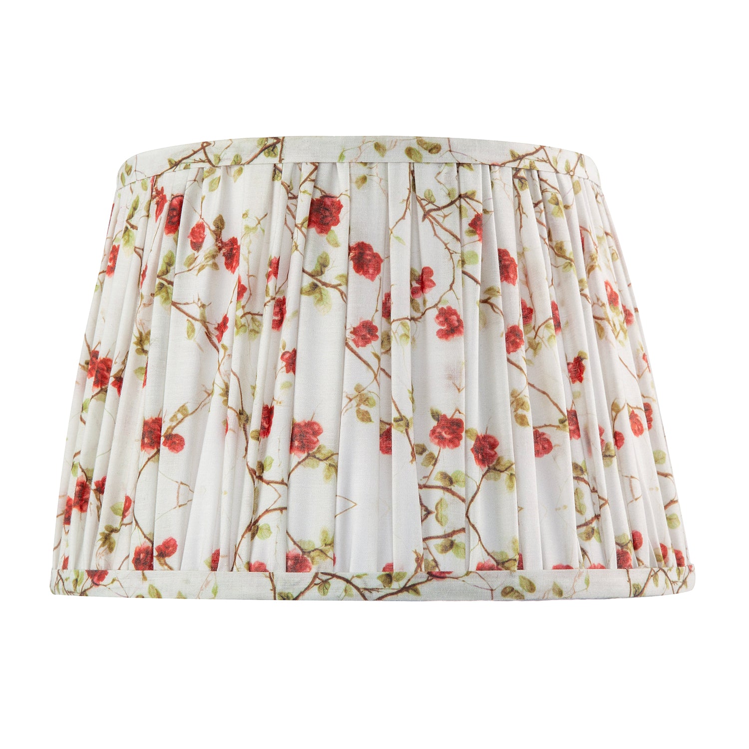 Traditional Red and Green Floral Cotton Fabric Pleated Lamp Shade Image 5