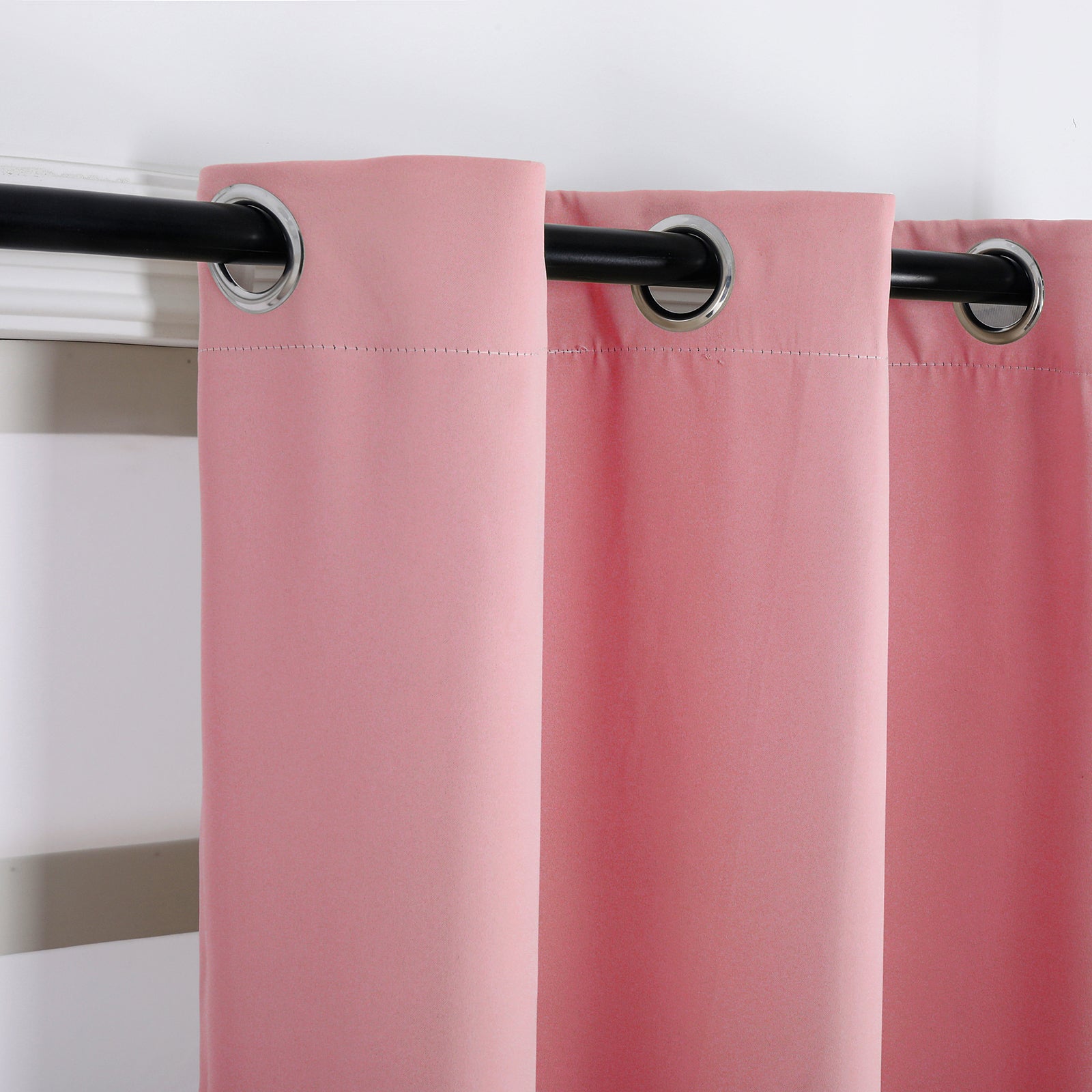 Pink Eyelet Curtains - Thermal Blackout Curtains  - 66 x 84 Inch Drop - 2 Panel Image 5