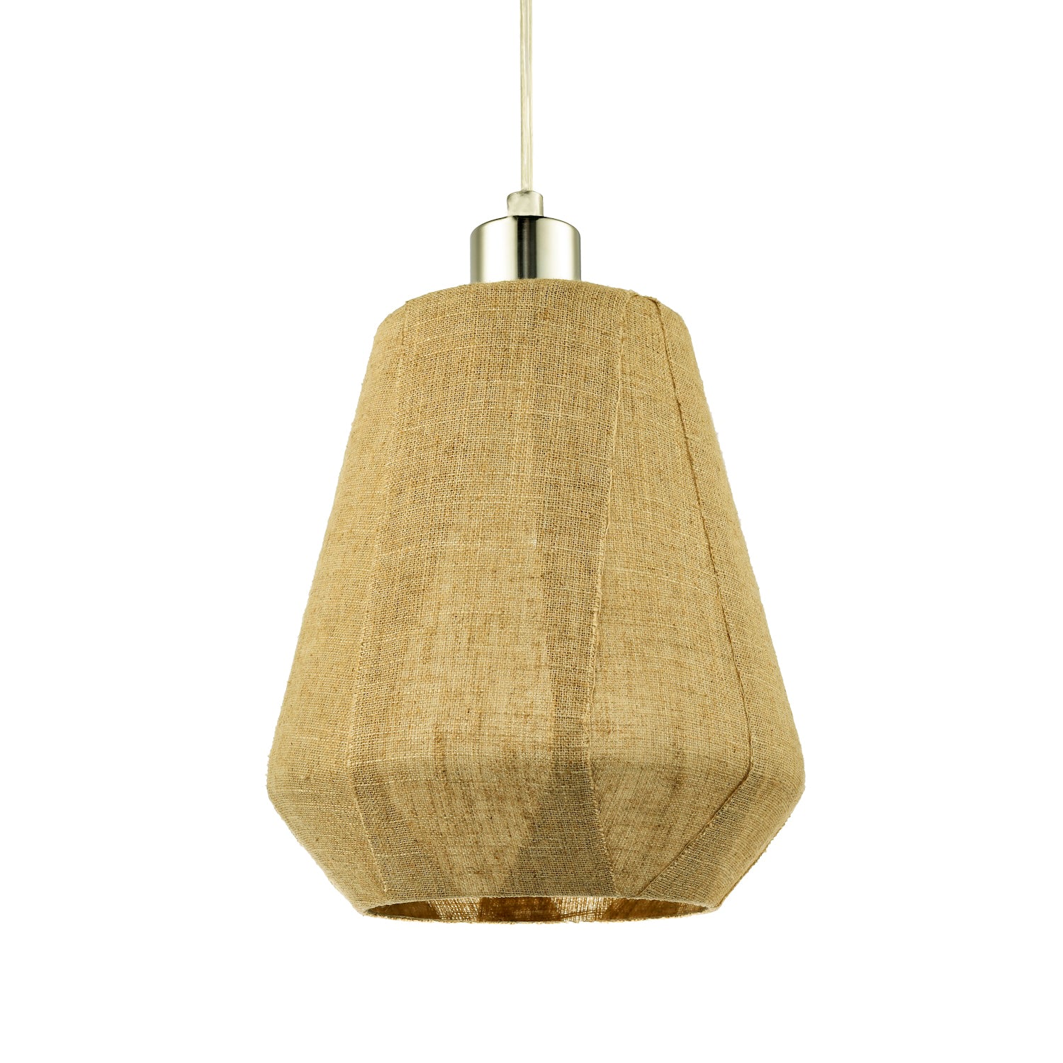 Modern Designer Glass Pendant Lamp Shade Wrapped in Natural Oatmeal Linen Fabric Image 2