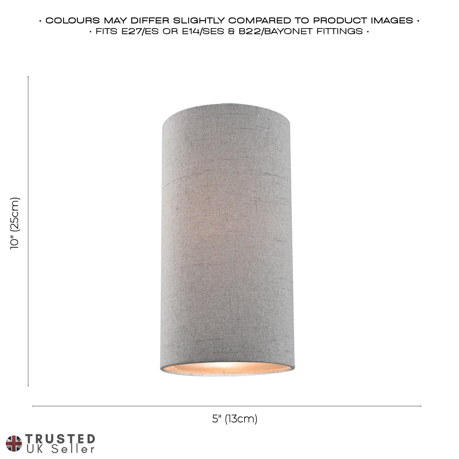 Modern and Stylish Stitched Effect Grey Linen Fabric Cylindrical 25cm Lampshade Image 7