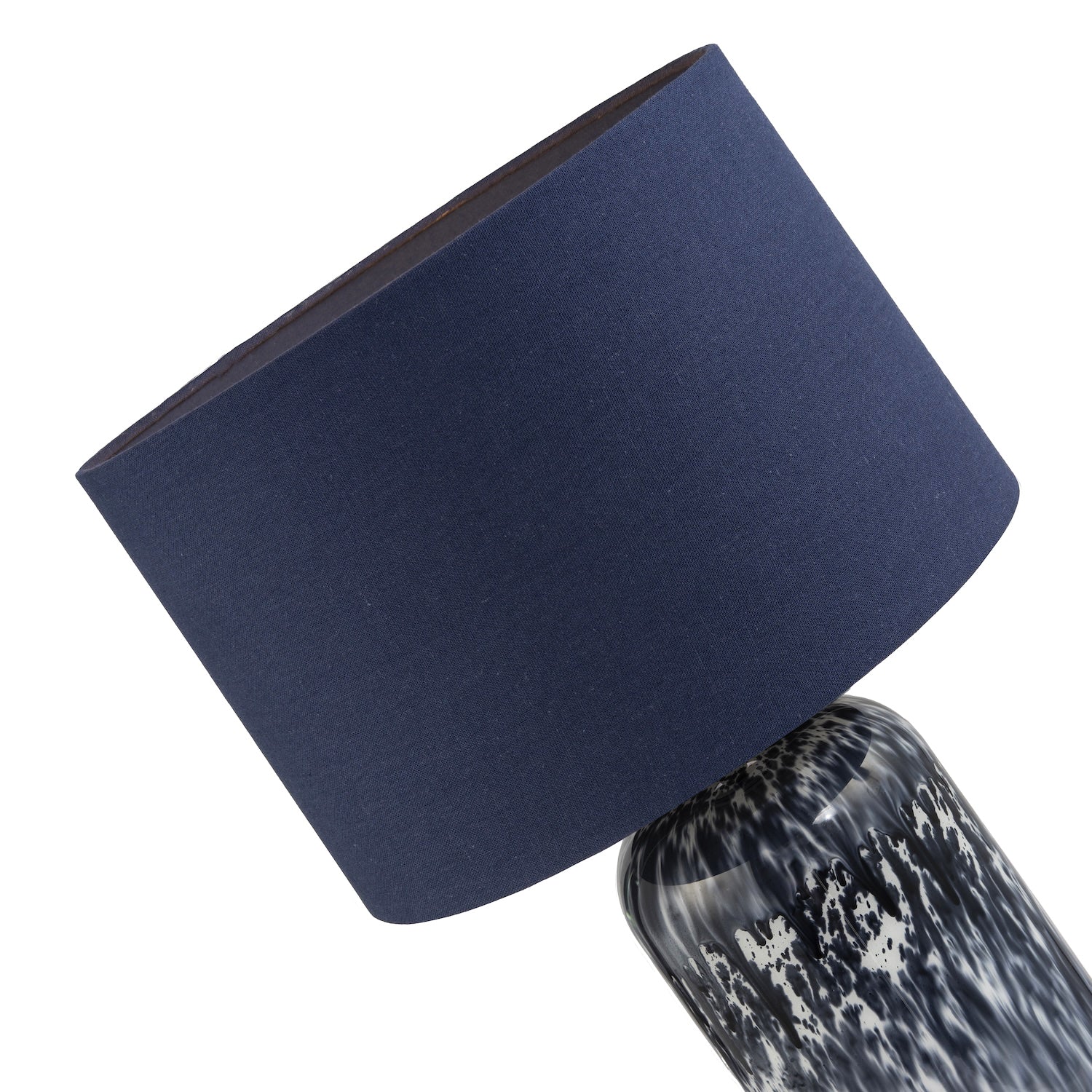 Modern Navy Blue and Smoked Grey Marble Snowflake Glass Table Lamp with Shade Image 3