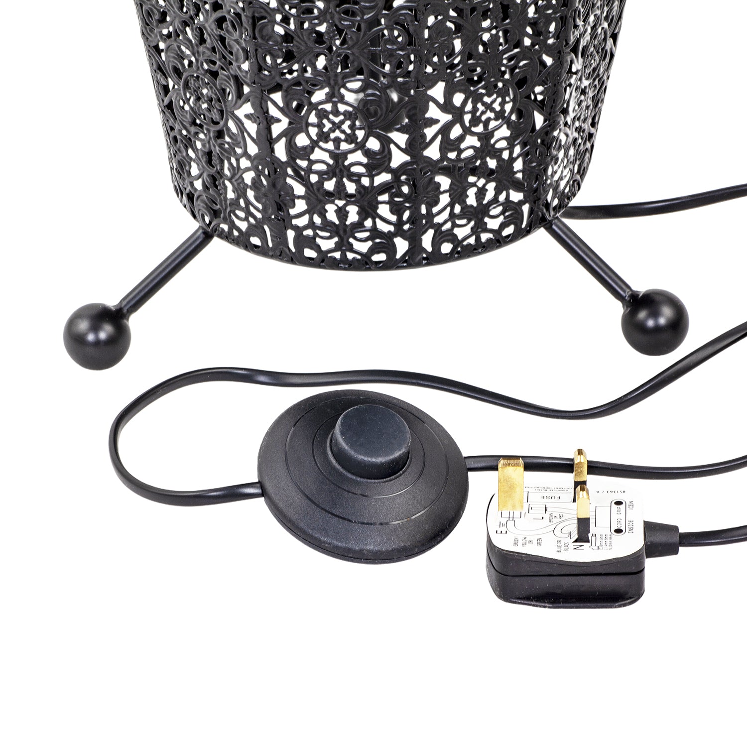 Traditional and Ornate Floral Moroccan Floor Lamp in Black Gloss Image 4