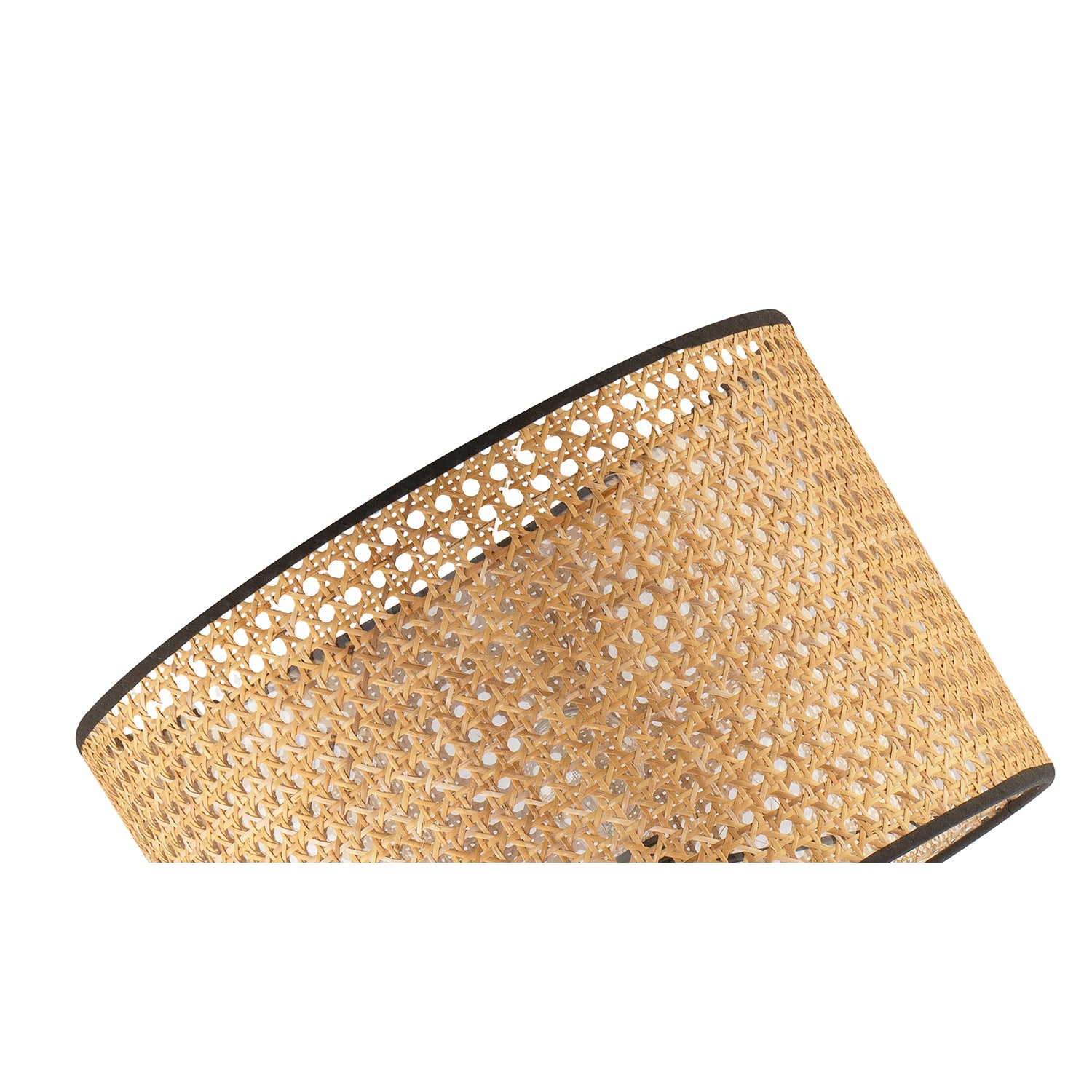Classic Standing Floor Lamp in Matte Black with Circular Rattan Shade Image 5