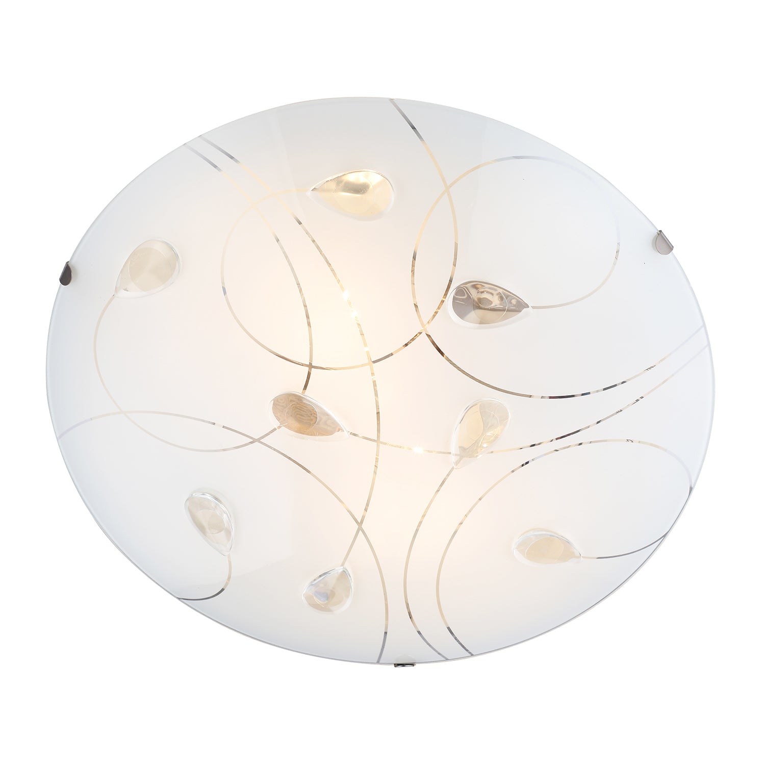 Traditional Classic Opal White Glass Flush Ceiling Light with Crystal Drops Image 3