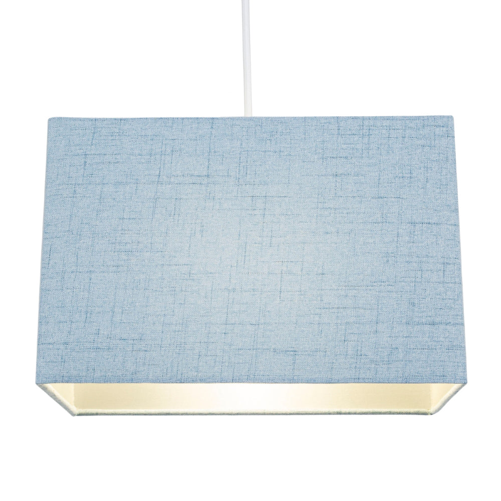 Contemporary and Sleek Blue Linen Fabric Rectangular Lamp Shade 60w Maximum Image 2