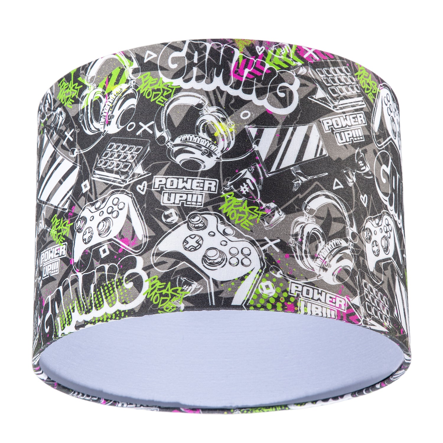 Gaming Themed Cotton Fabric Modern Lamp Shade in Black and Neon Green Image 5