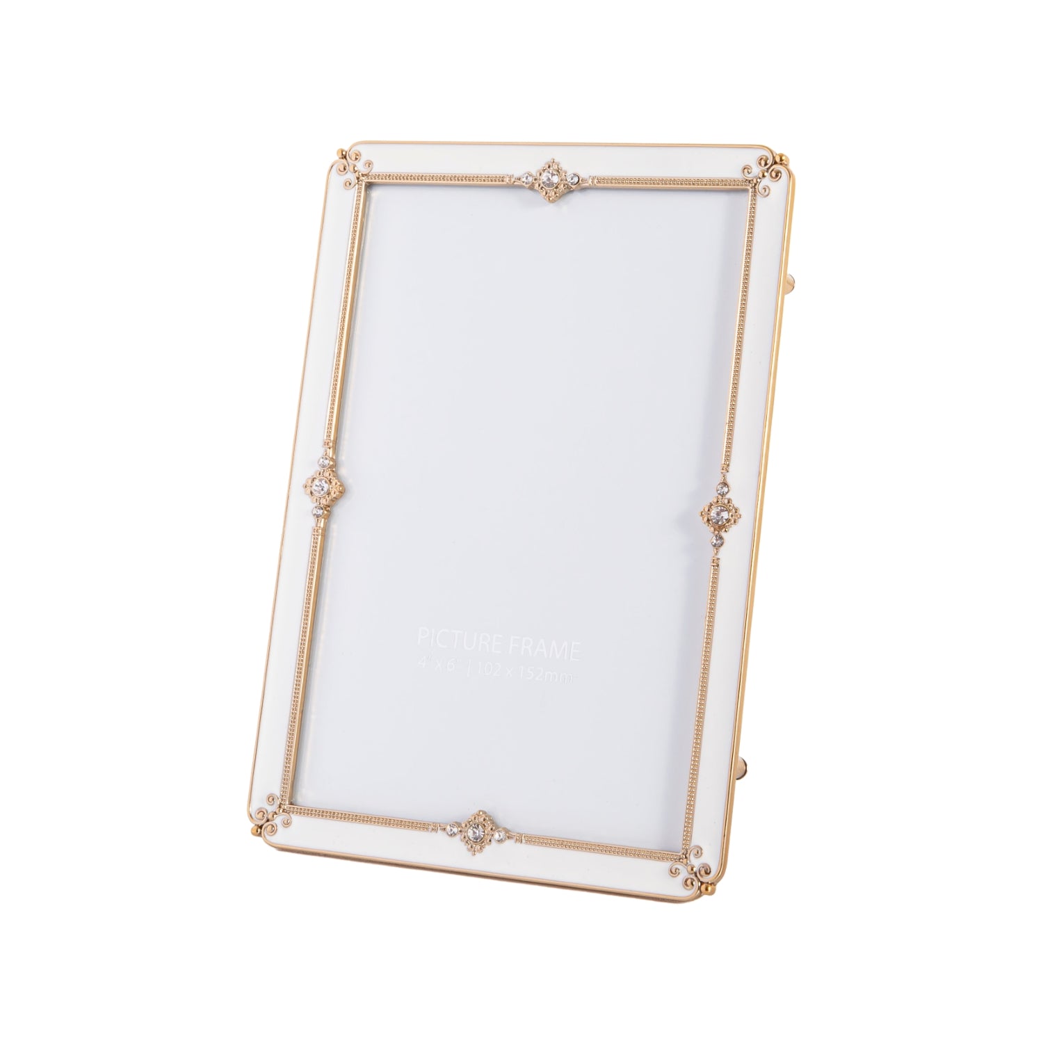 Traditional Vintage White Epoxy Picture Frame with Gold Floral Decor and Trim Image 2