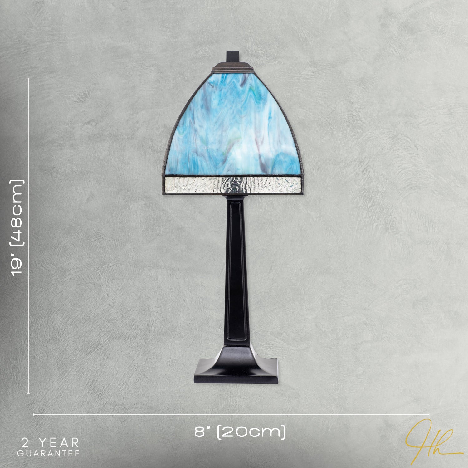 Emerald Green and Teal Mix Tiffany Glass Table Lamp with Black Base Image 7