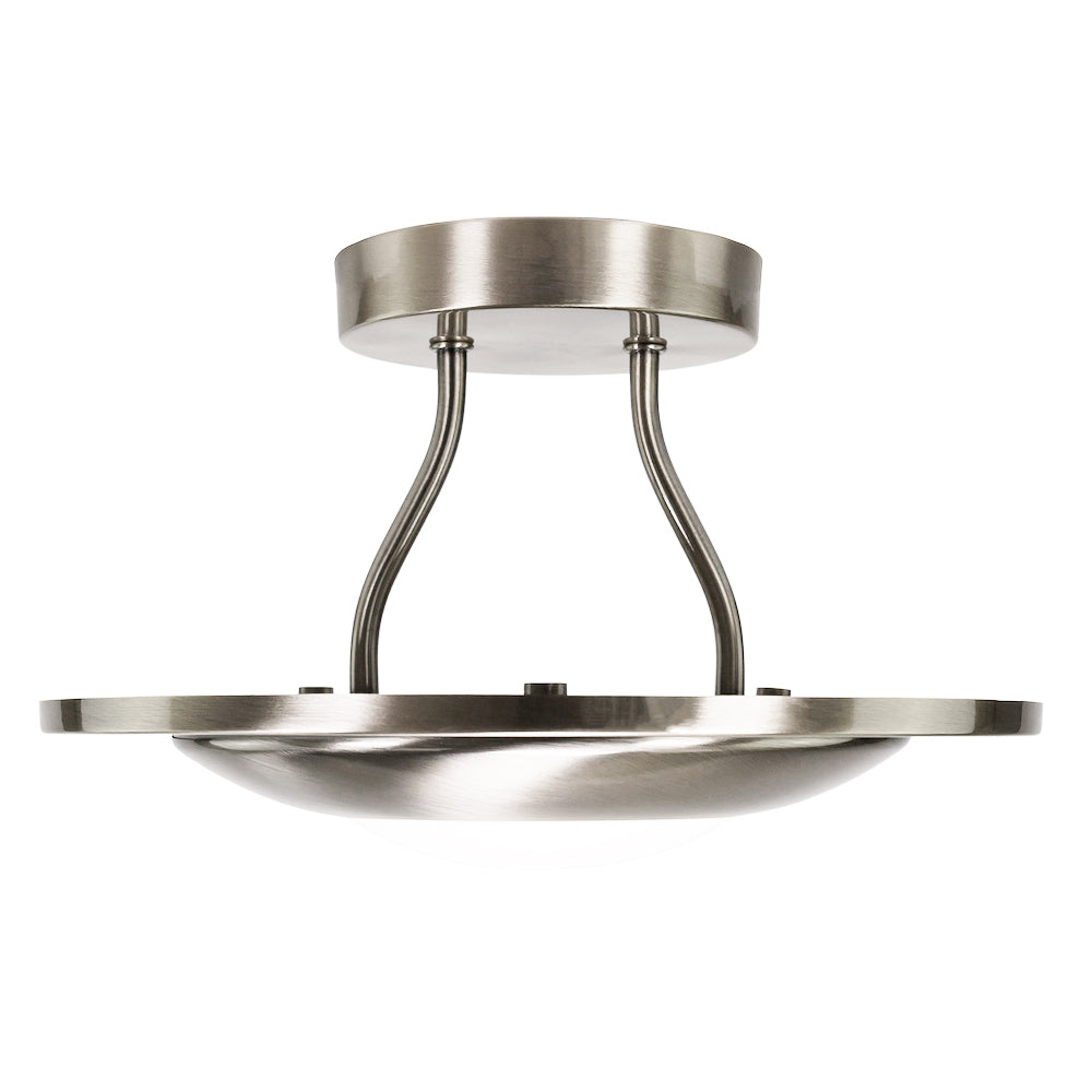 Modernistic Semi Flush Eco Friendly LED Ceiling Light Fitting in Satin Nickel Image 6