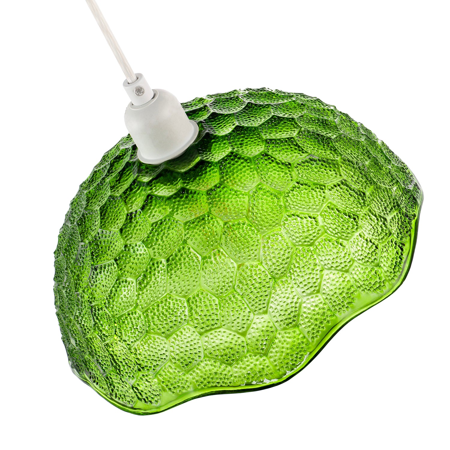 Tortoise Designed Emerald Green Glass Textured Ceiling Light Shade Image 3
