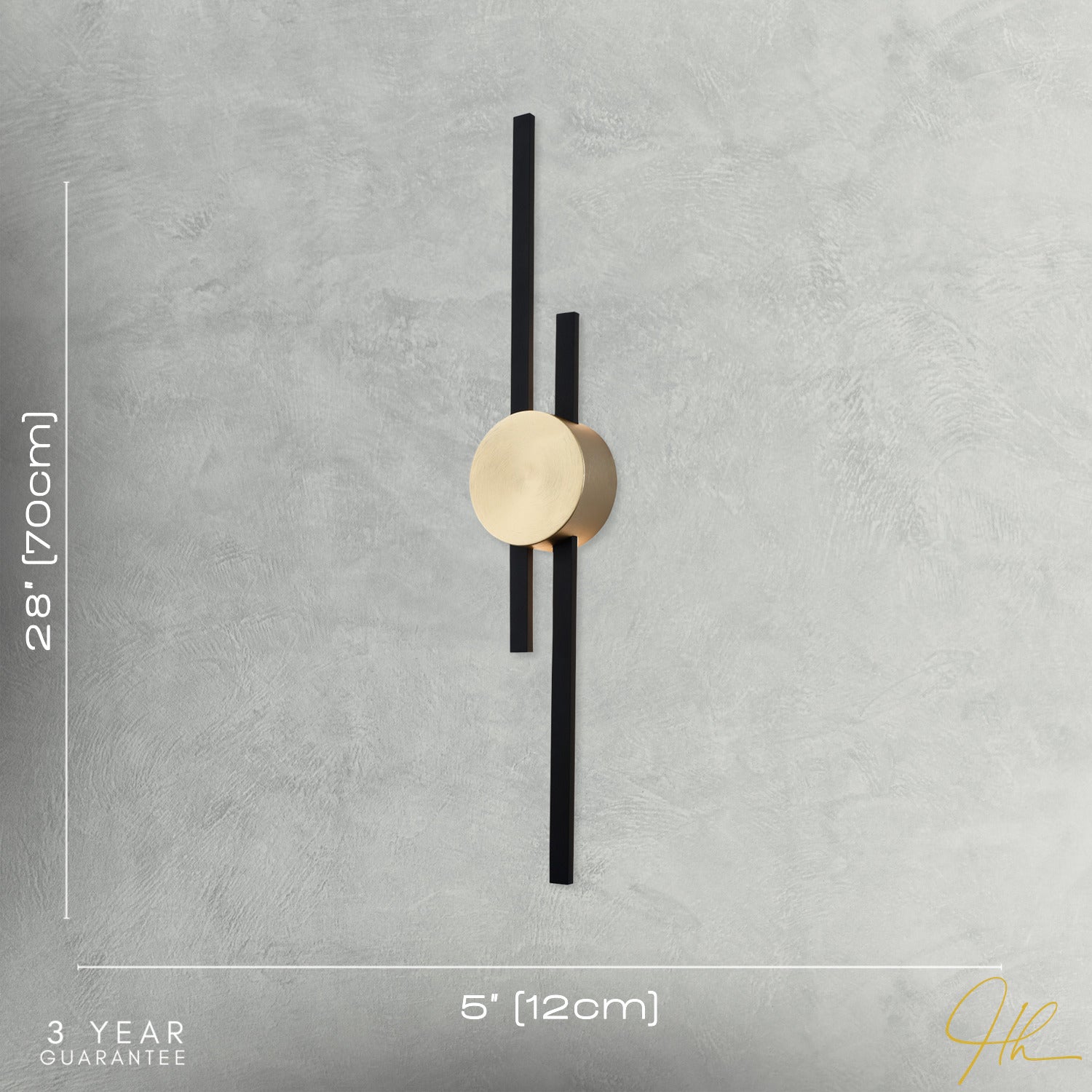 Modern Architectural Design Wall Light Fitting in Brush Gold and Black Image 7