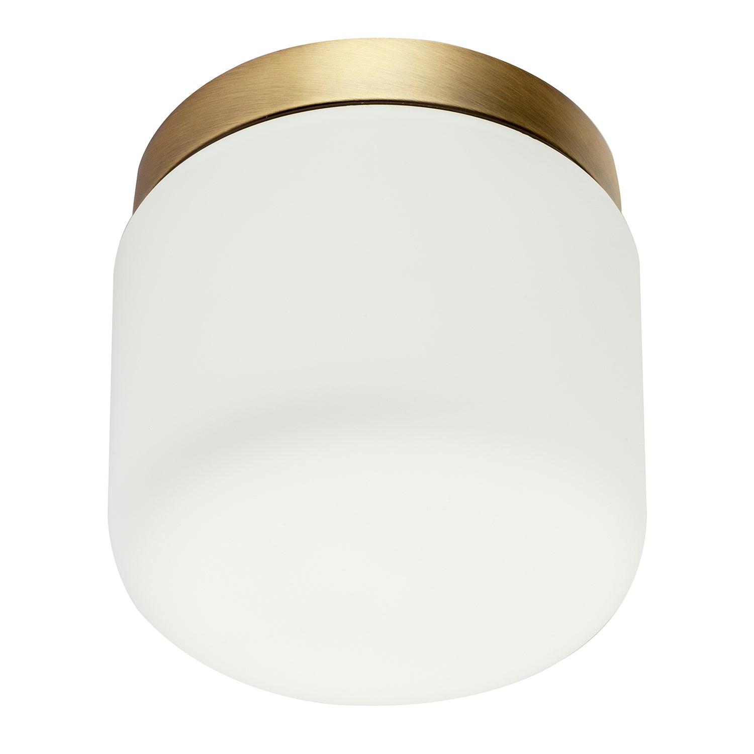 Modern Bathroom LED Ceiling Light in Antique Brass with Glass Shade Image 8