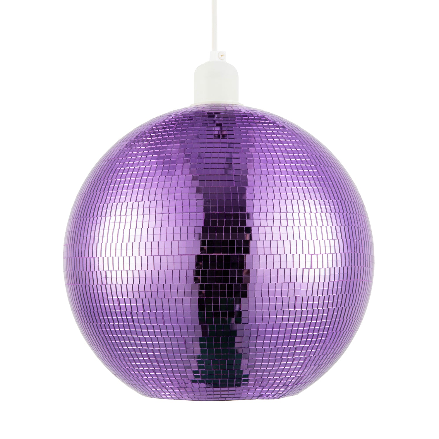 Shiny Disco Mosaic Ball in Vibrant Purple Mirrored Tiled Retro Style Image 5