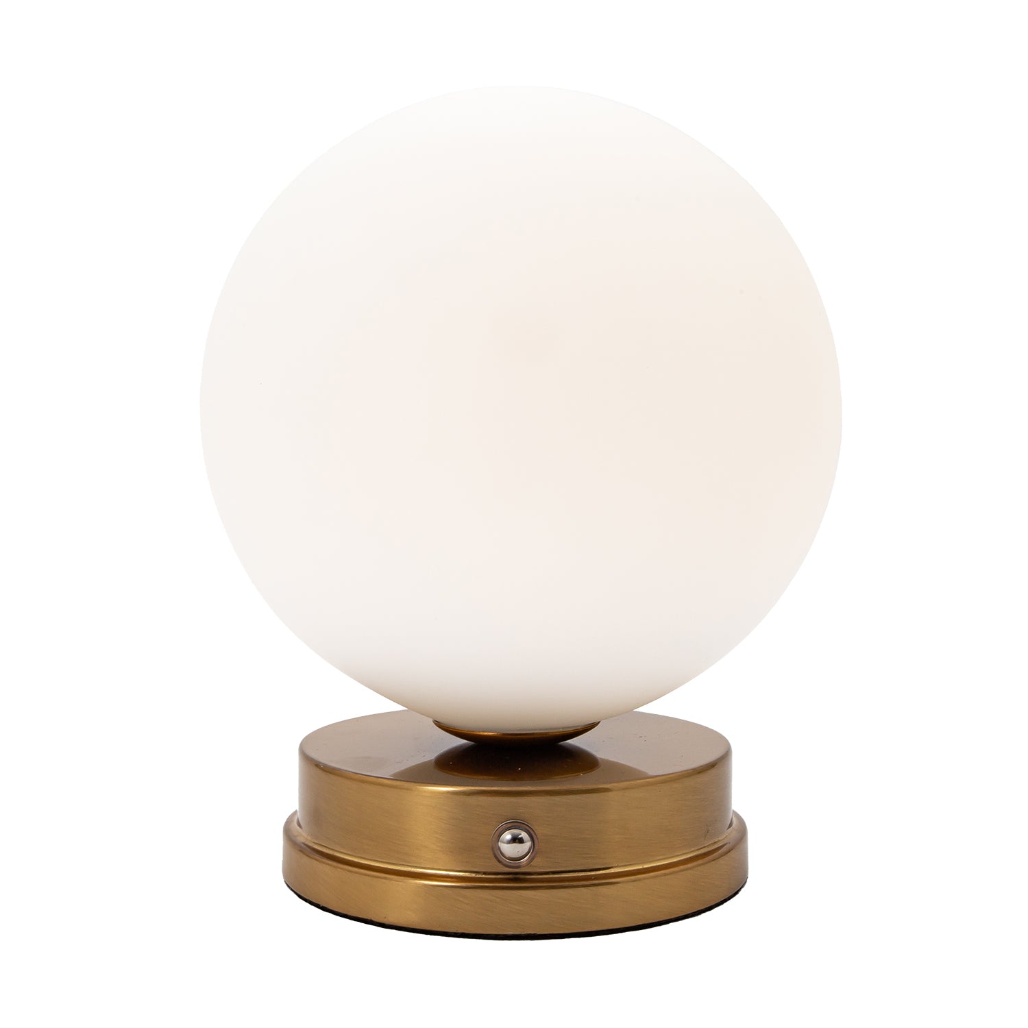 Modern Gold Rechargeable Touch Dimmable Table Lamp with White Glass Globe Shade Image 2