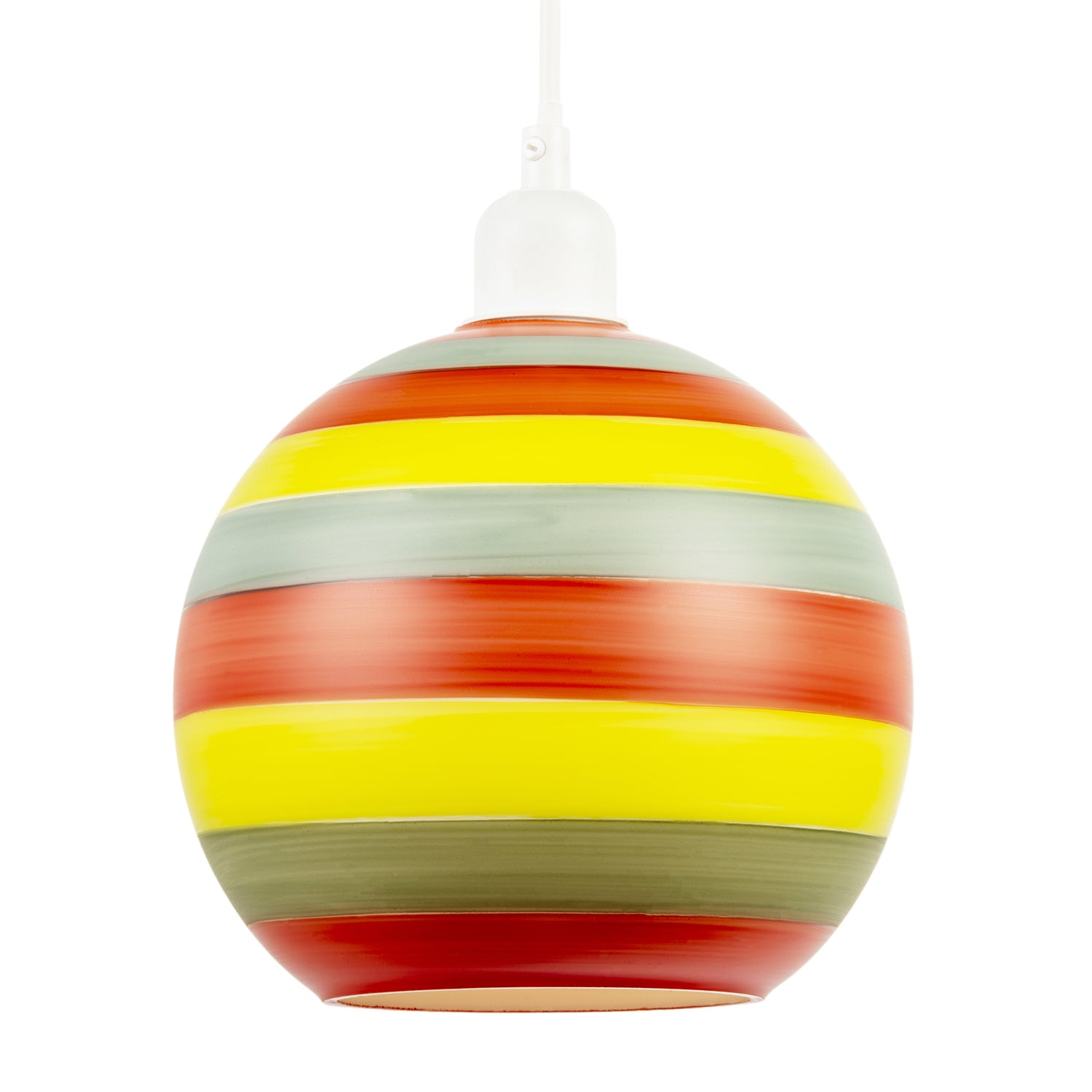 Multicolour Striped Glass Globe Pendant Shade with Retro Character Image 1