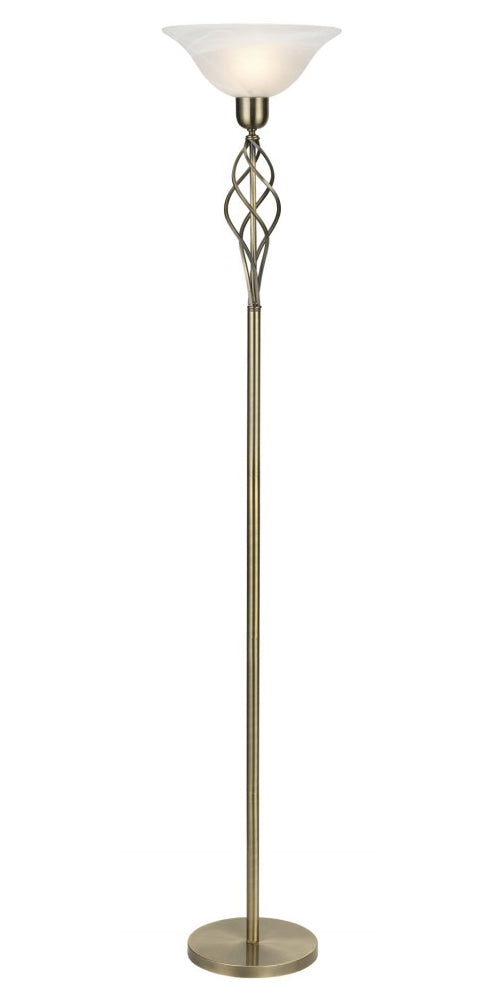 Classic Knot Twist Floor Lamp Uplighter in Antique Brass Image 1